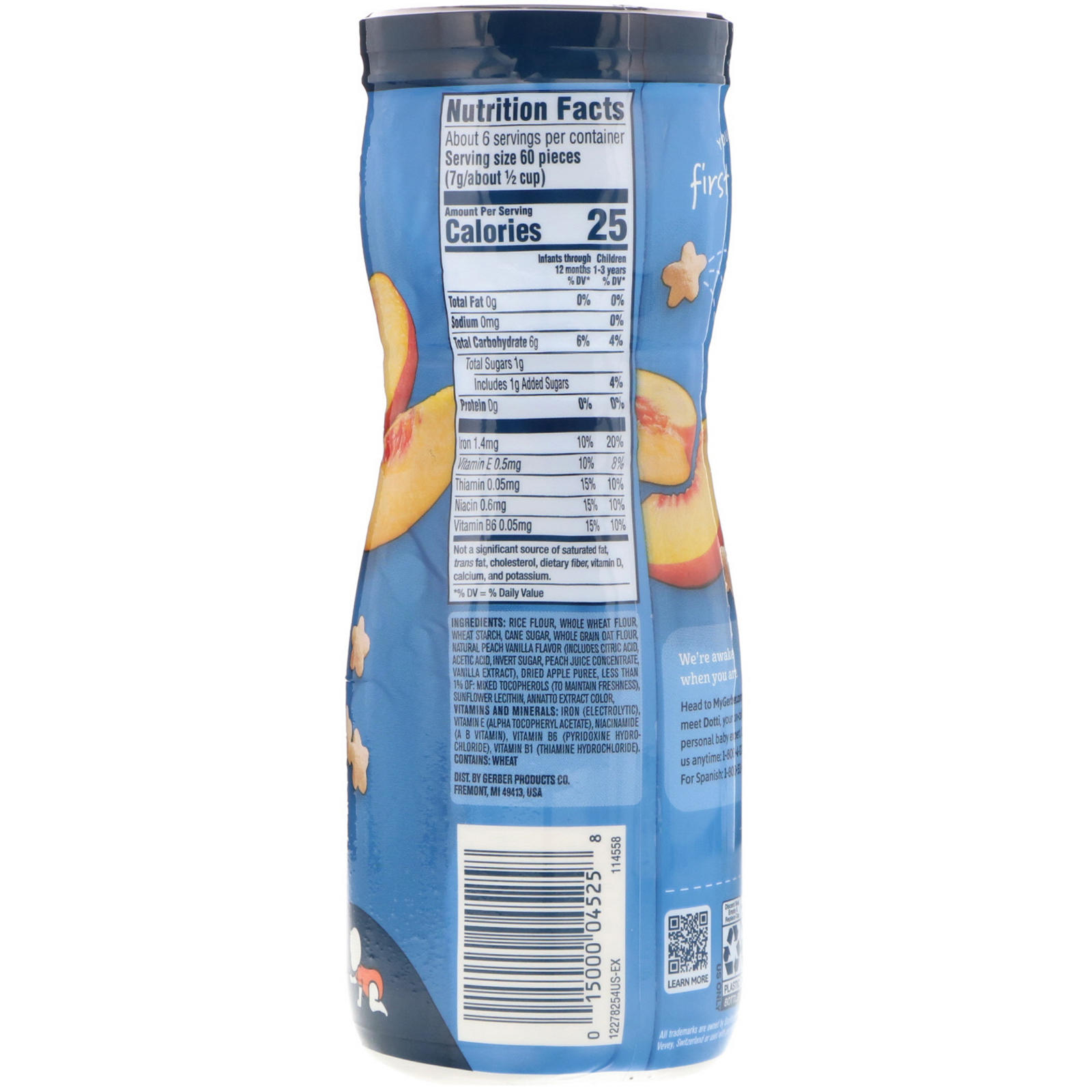 Comprar Gerber, Puffs Cereal Snack, 8+ Months, Peach, Crawler, 1.48 oz (42 g) - Imagem 2