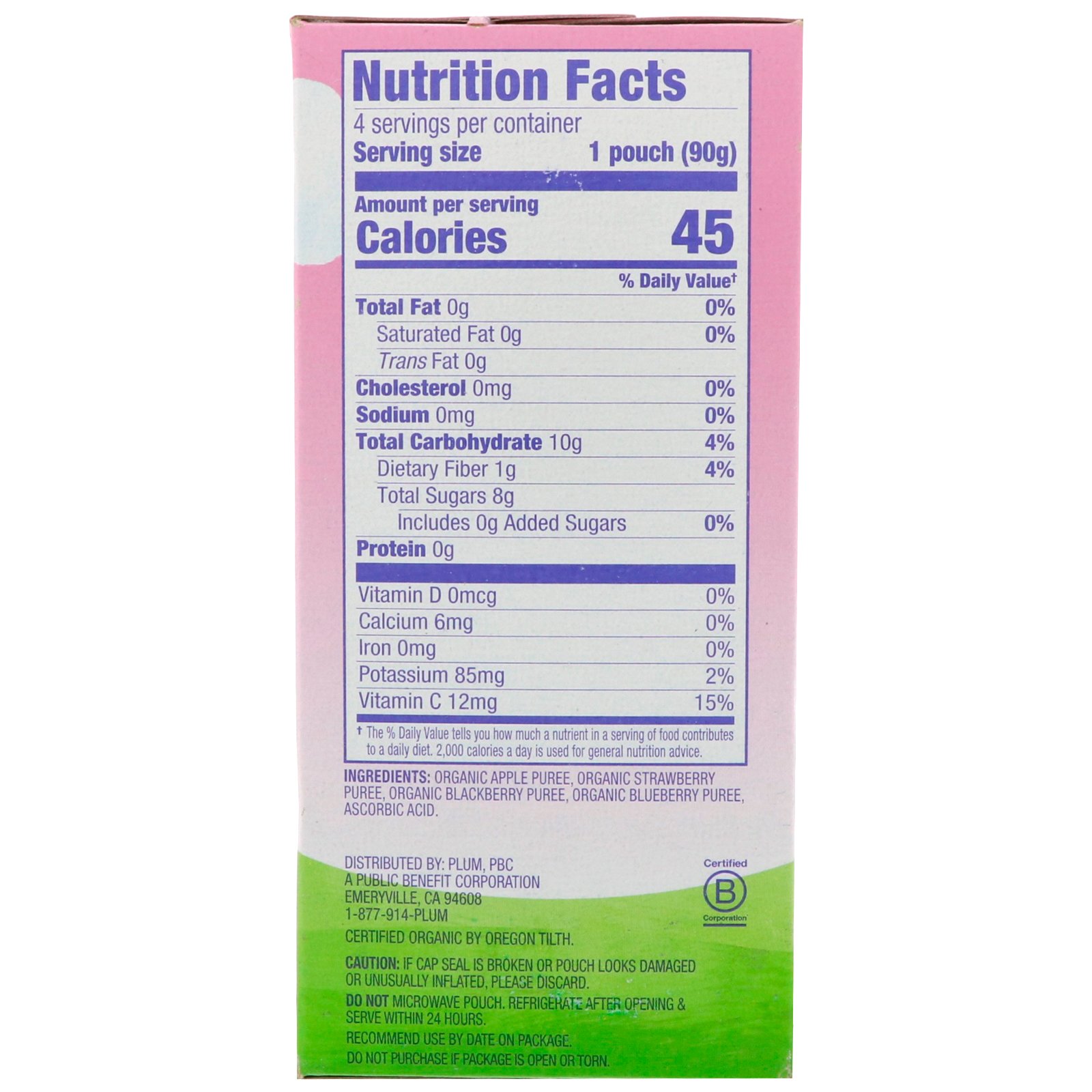 Comprar Plum Organics, Organic Applesauce Mashups with Strawberry, Blackberry & Blueberry , 4 Pouches, 3.17 oz (90 g) Each - Imagem 2