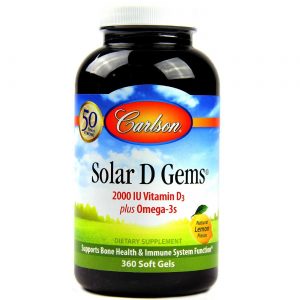Comprar Carlson Labs, Solar D Gems® Vitamina D3 2000 UI - 360 Cápsulas em Gel