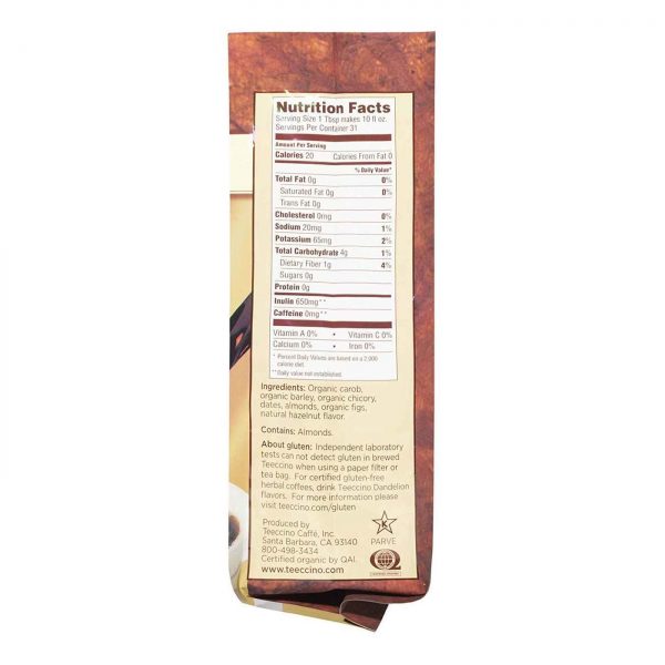 Comprar Teeccino, Café à base de plantas de chicória - Torrado médio e sem cafeína - 11 oz (312 g) - Imagem 4