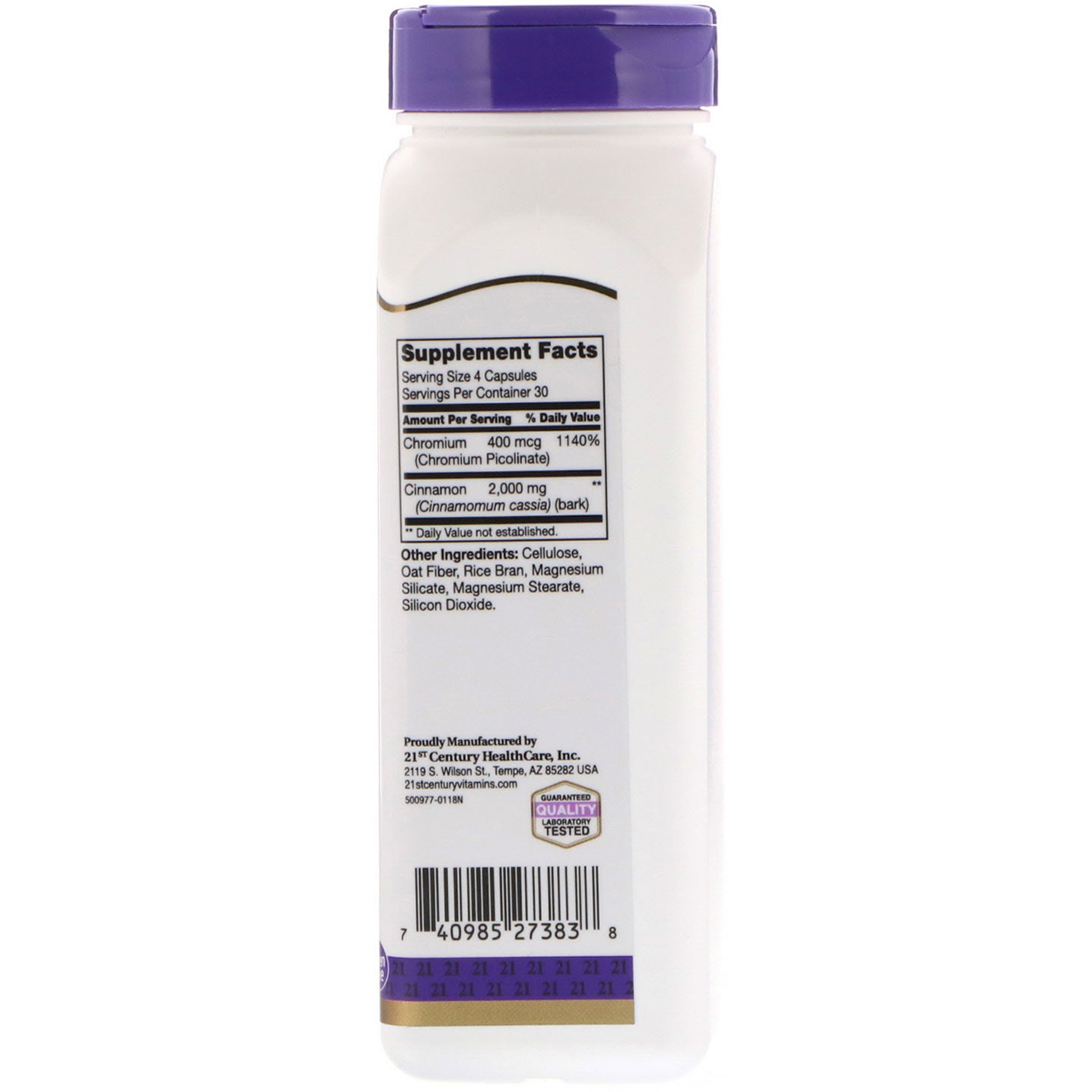 Comprar 21st Century, Canela com Cromo, 2000 mg, 120 Cápsulas Vegetais - Imagem 2