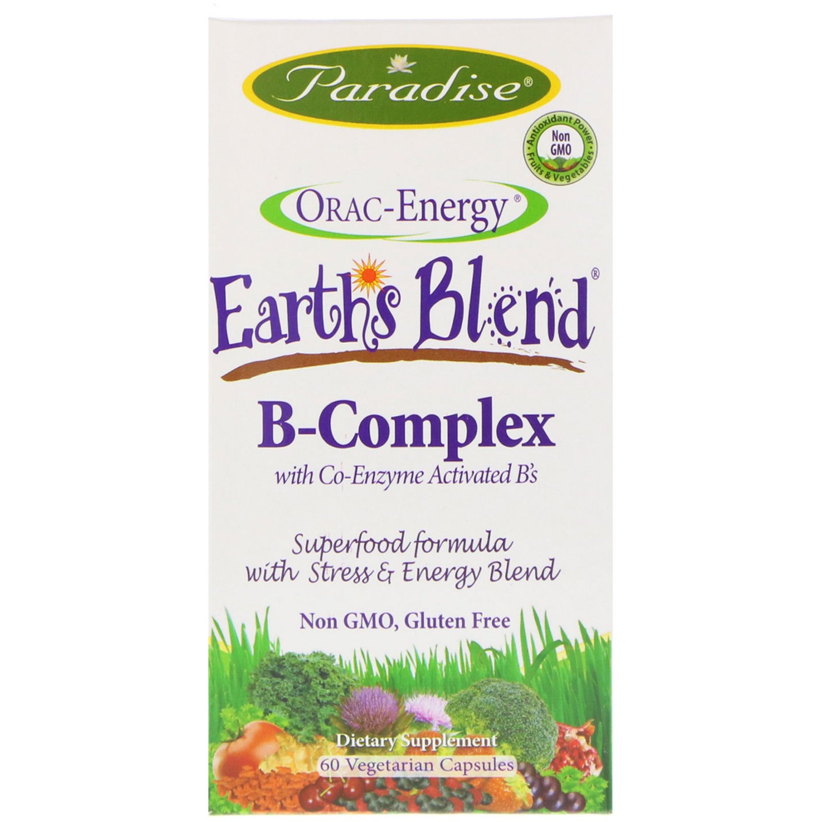 Comprar Paradise Herbs, Orac-Energy, Earth's Blend, Complexo B com Bs Ativados por Coenzimas, 60 Cápsulas Vegetais