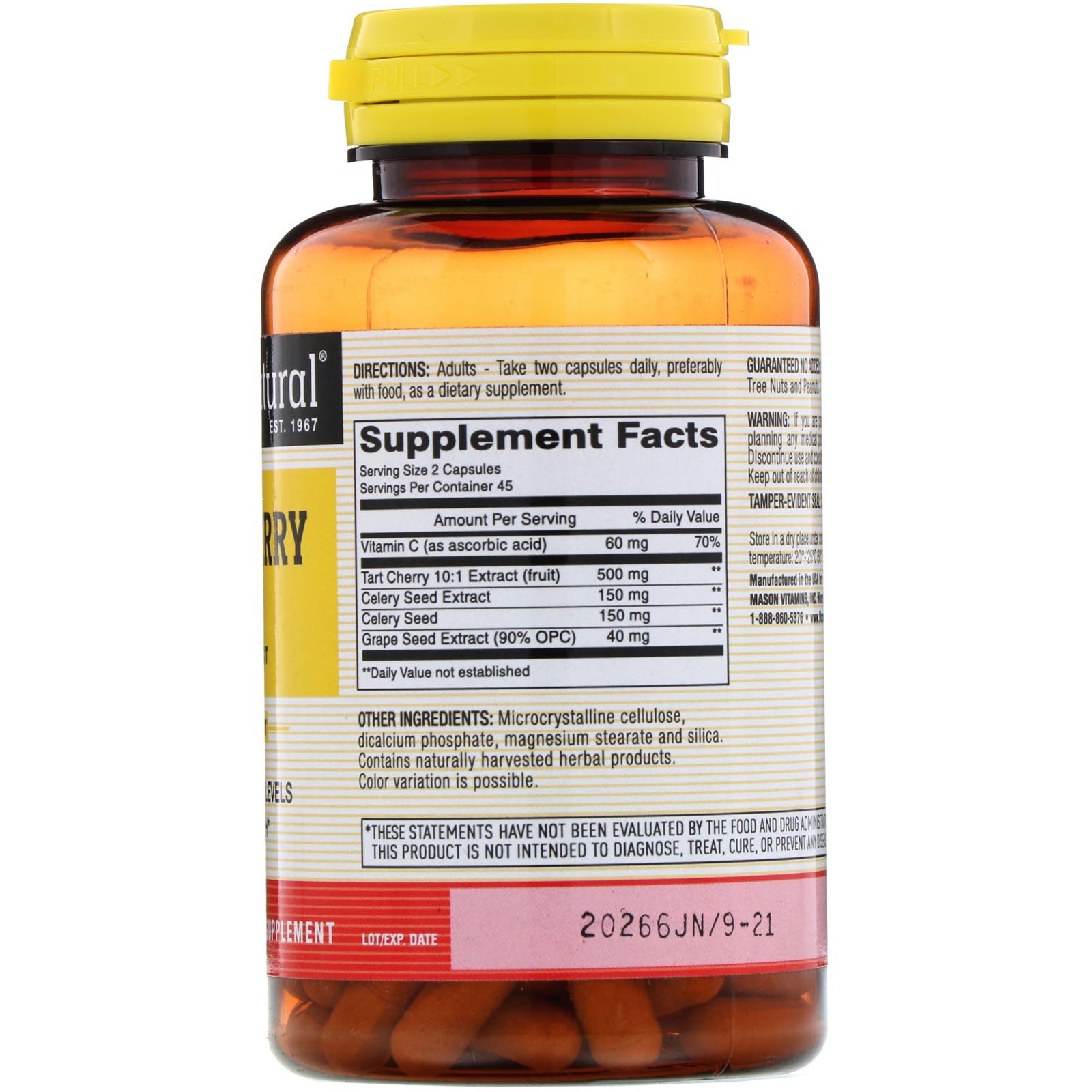 Comprar Mason Natural, Amarena, 500 mg, 90 Cápsulas Vegetais - Imagem 2