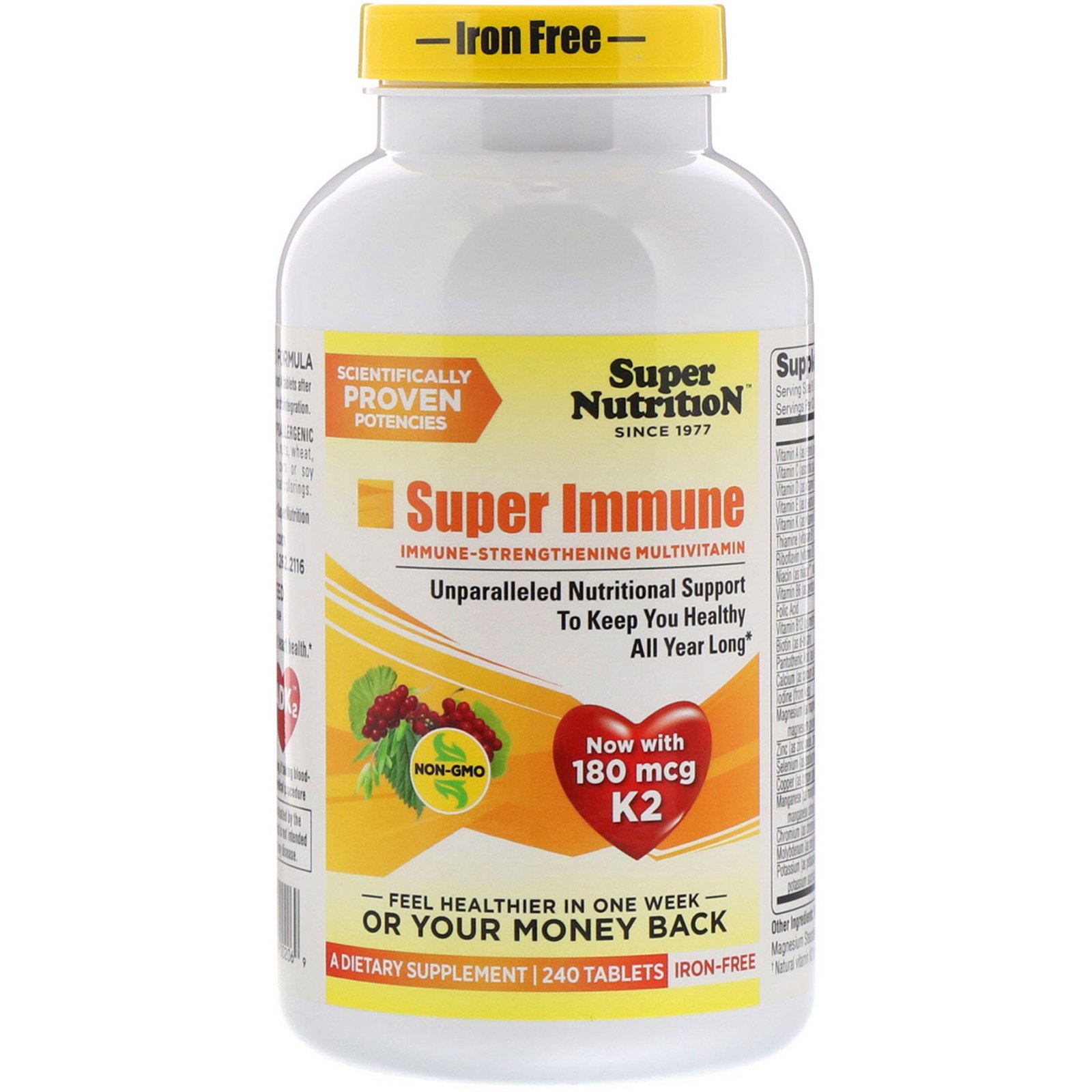 Comprar Super Nutrition, Super Immune, Multivitamínico de Fortalecimento Imunológico, Livre de Ferro, 240 Comprimidos