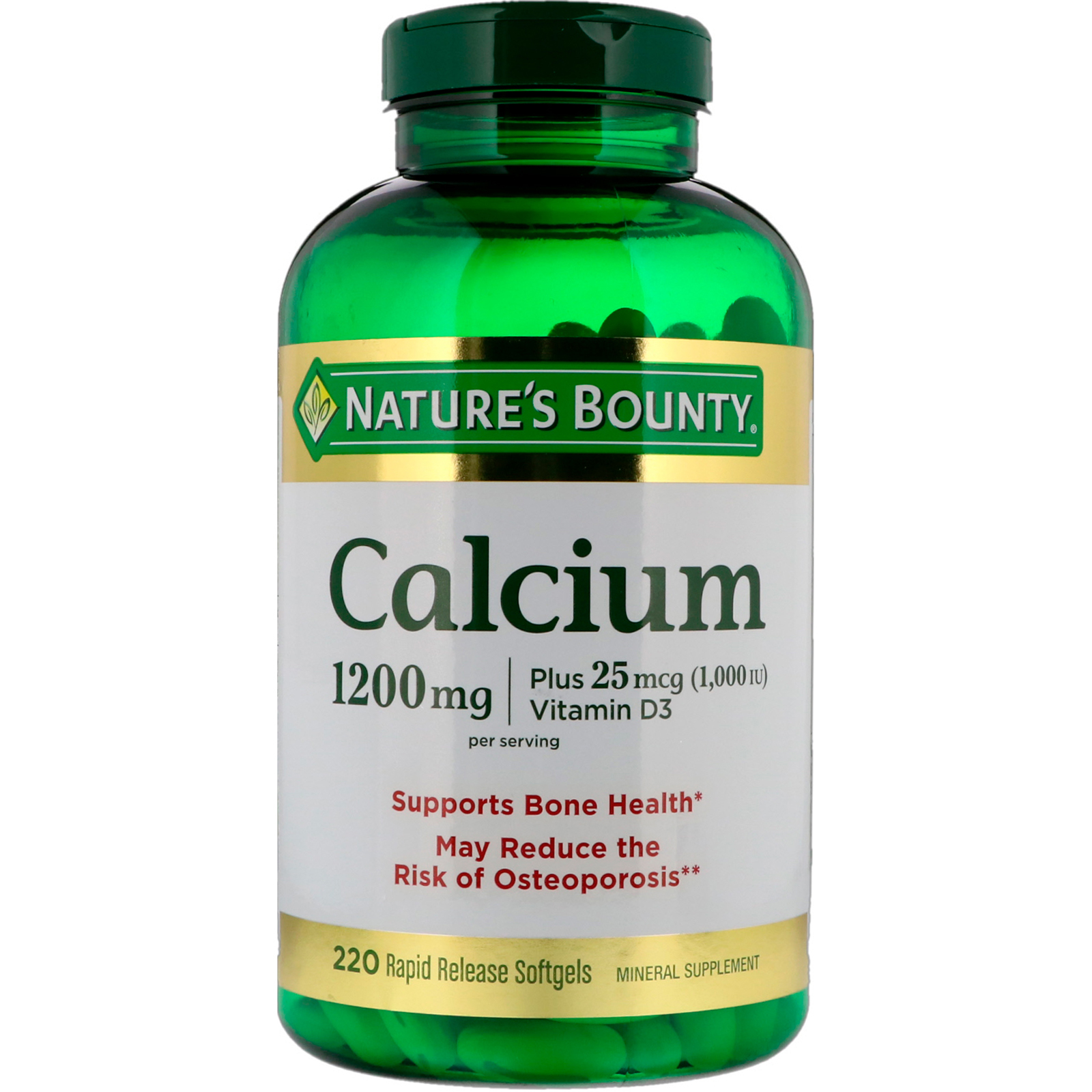 Comprar Nature's Bounty, Calcium Plus Vitamin D3, 1.200 mg, 220 Cápsulas Softgel de Liberação Rápida