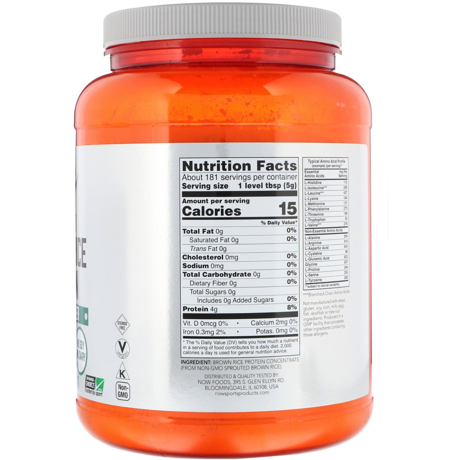 Comprar Now Foods, Sports, Proteína de Arroz Marrom Germinado, 2 lbs (907 g) - Imagem 2