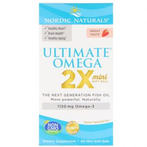 Comprar Nordic Naturals, Ultimate Omega 2X, Strawberry, 1,120 mg, 60 Mini Soft Gels