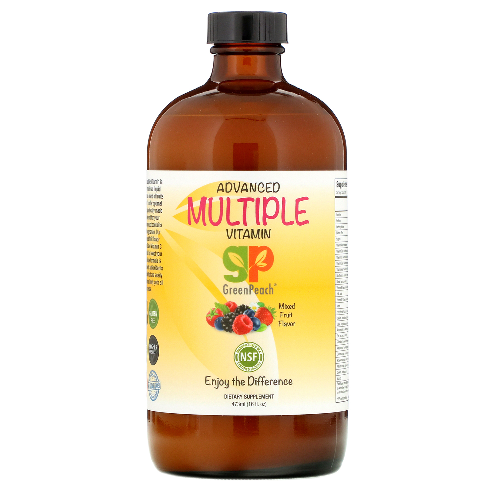 Comprar GreenPeach, Advanced Multiple Vitamin, Mixed Fruit Flavor, 16 fl oz (473 ml) - Imagem 3