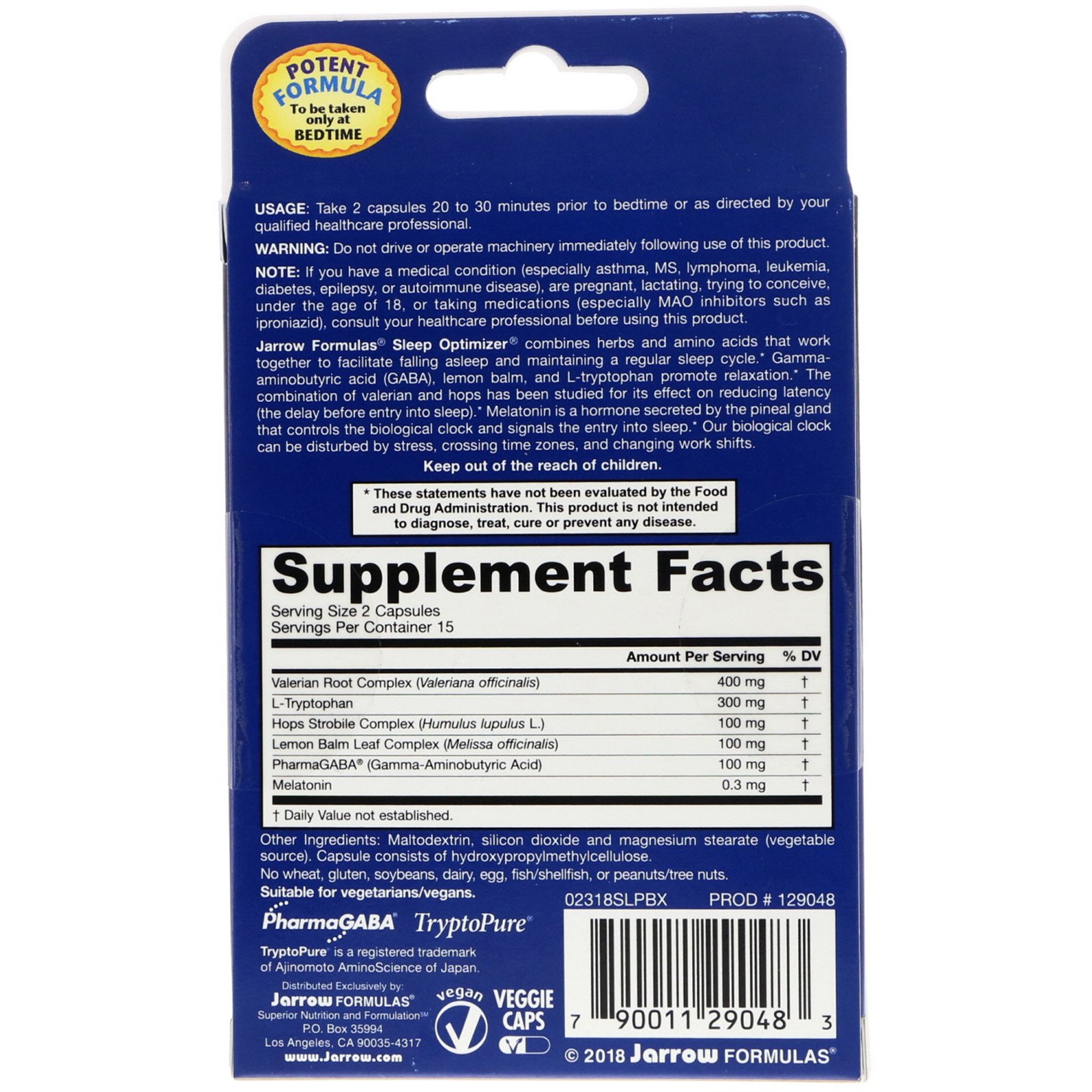 Comprar Jarrow Formulas, Sleep Optimizer, 30 Veggie Caps - Imagem 2