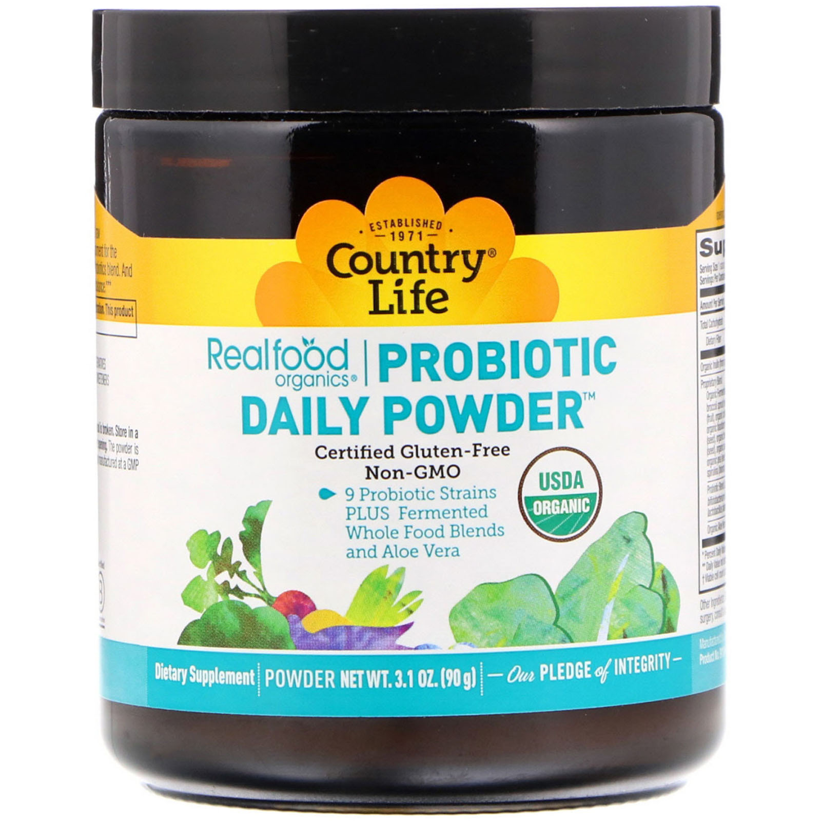 Comprar Country Life, Orgânicos Alimento Genuíno, Probiótico diário em pó, 3,1 oz (90 g)