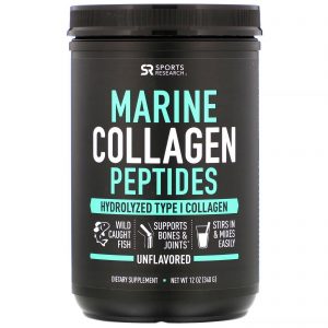 Comprar Sports Research, Peptídeos de Colágeno Marinho, Sem Sabor, 340 g