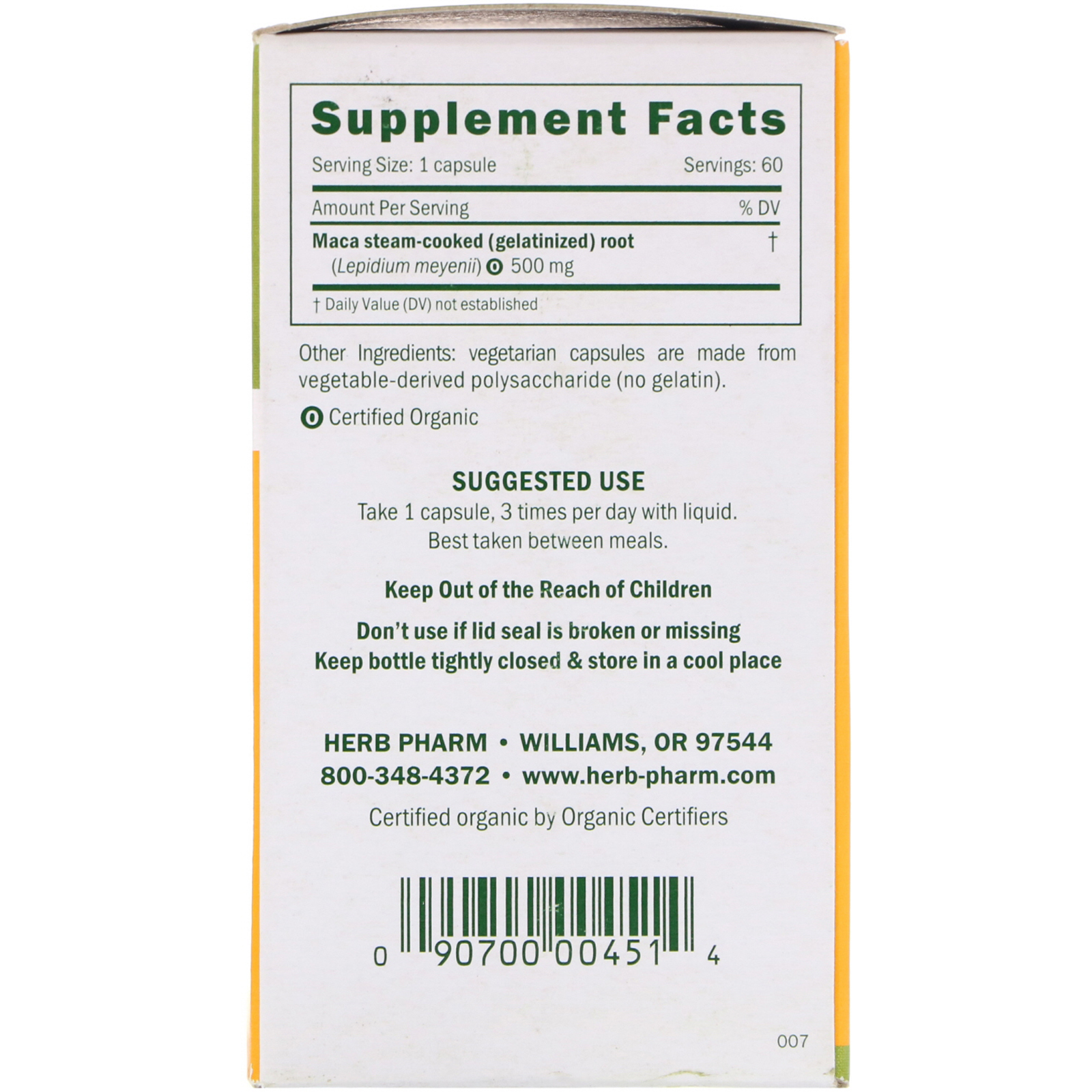 Comprar Herb Pharm, Maca, 500 mg, 60 Cápsulas Vegetais - Imagem 2
