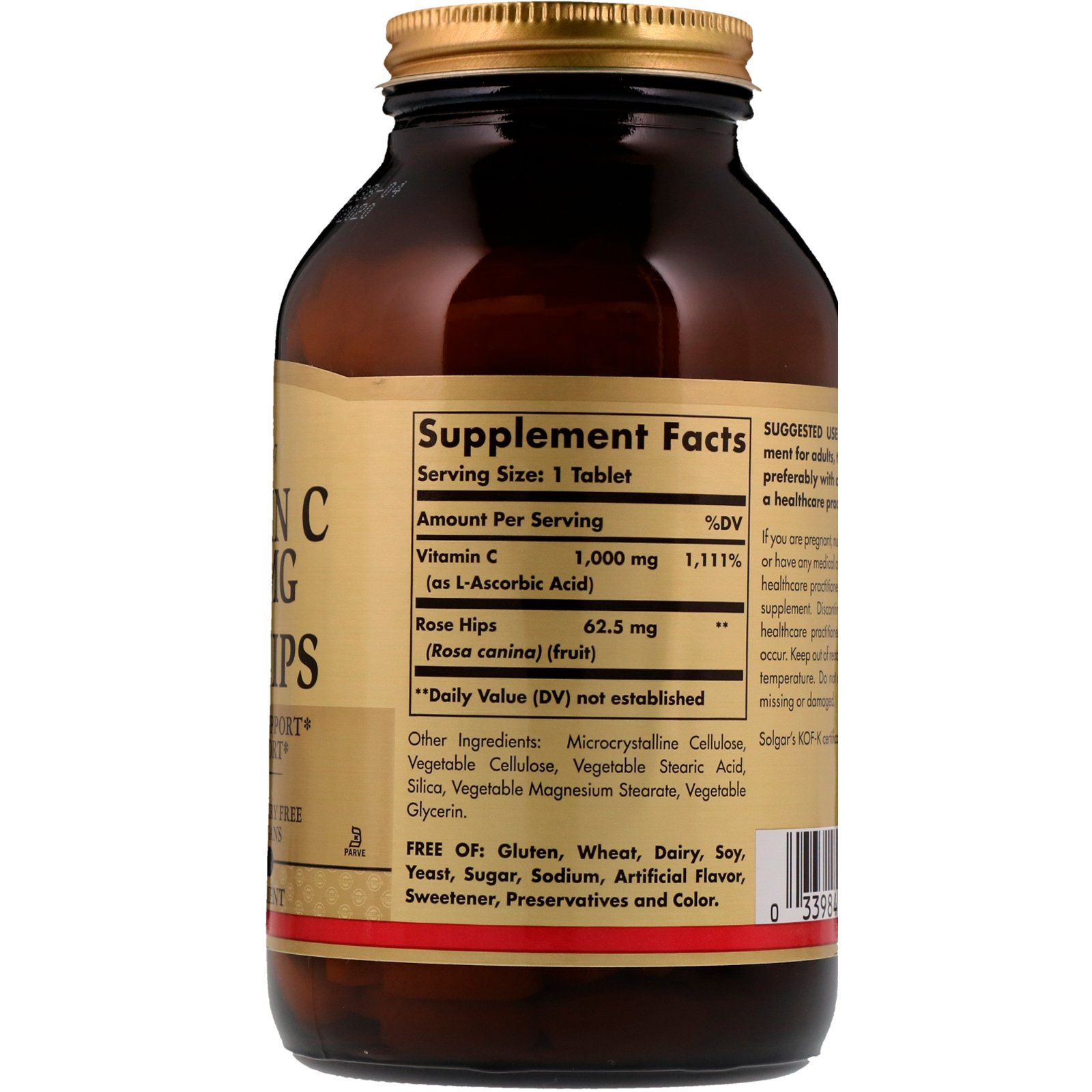 Comprar Solgar, Vitamina C com Frutos de Roseira, 1.000 mg, 250 Comprimidos - Imagem 2