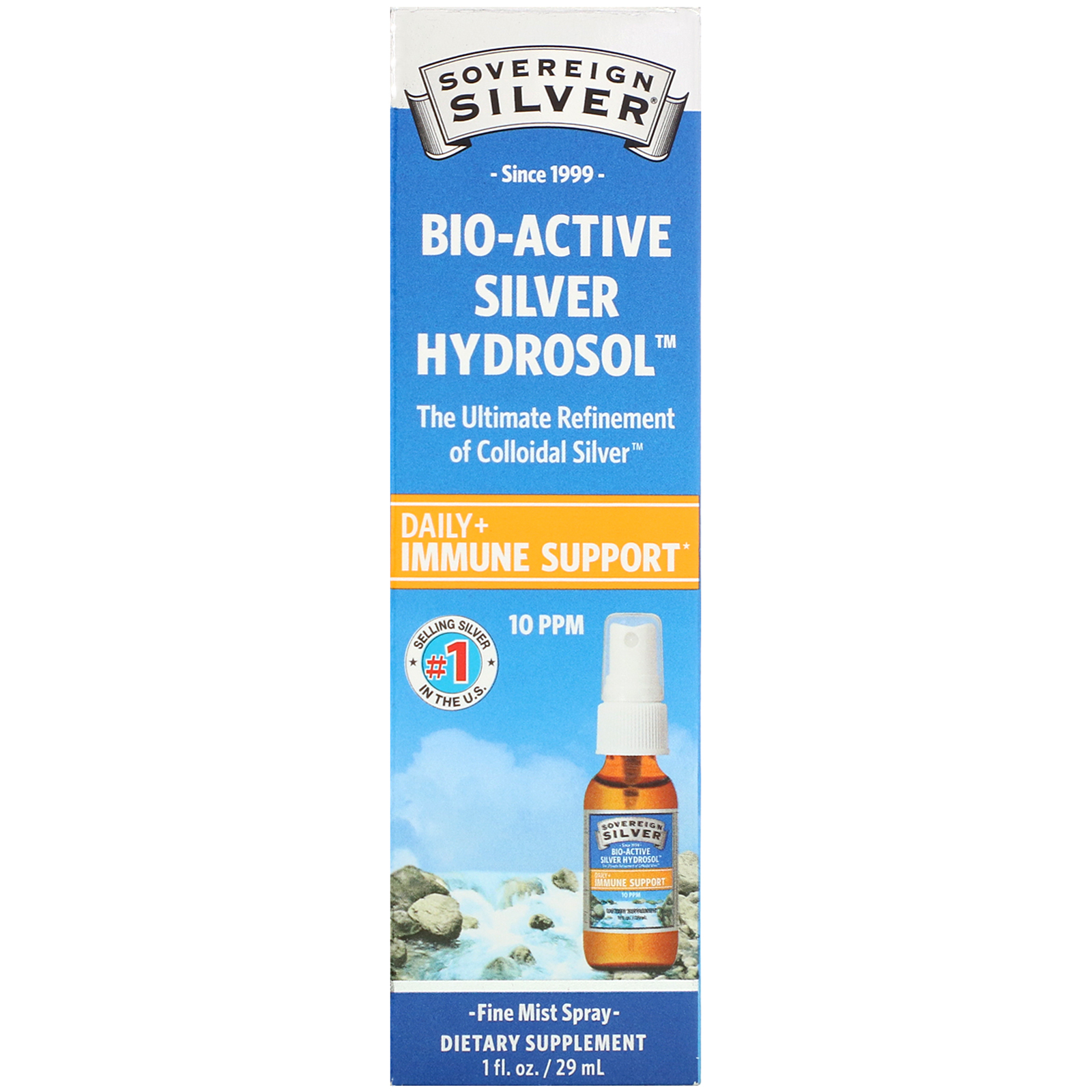 Comprar Sovereign Silver, Bio-Active Silver Hydrosol, Fine Mist Spray, 10 ppm, 1 fl oz (29 ml)