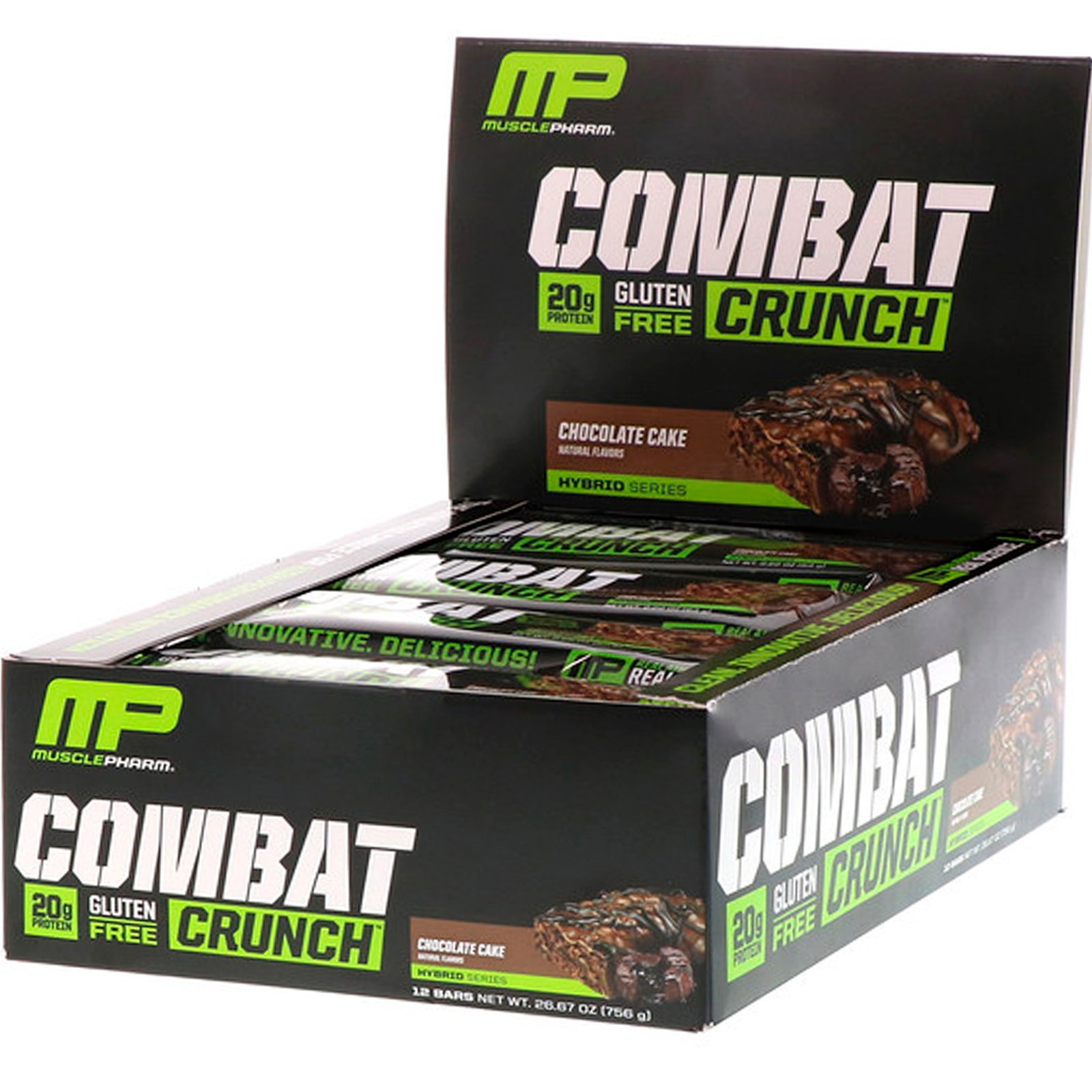 Comprar MusclePharm, Combat Crunch, Bolo de Chocolate, 12 Barras, 63 g (2,22 oz) Cada