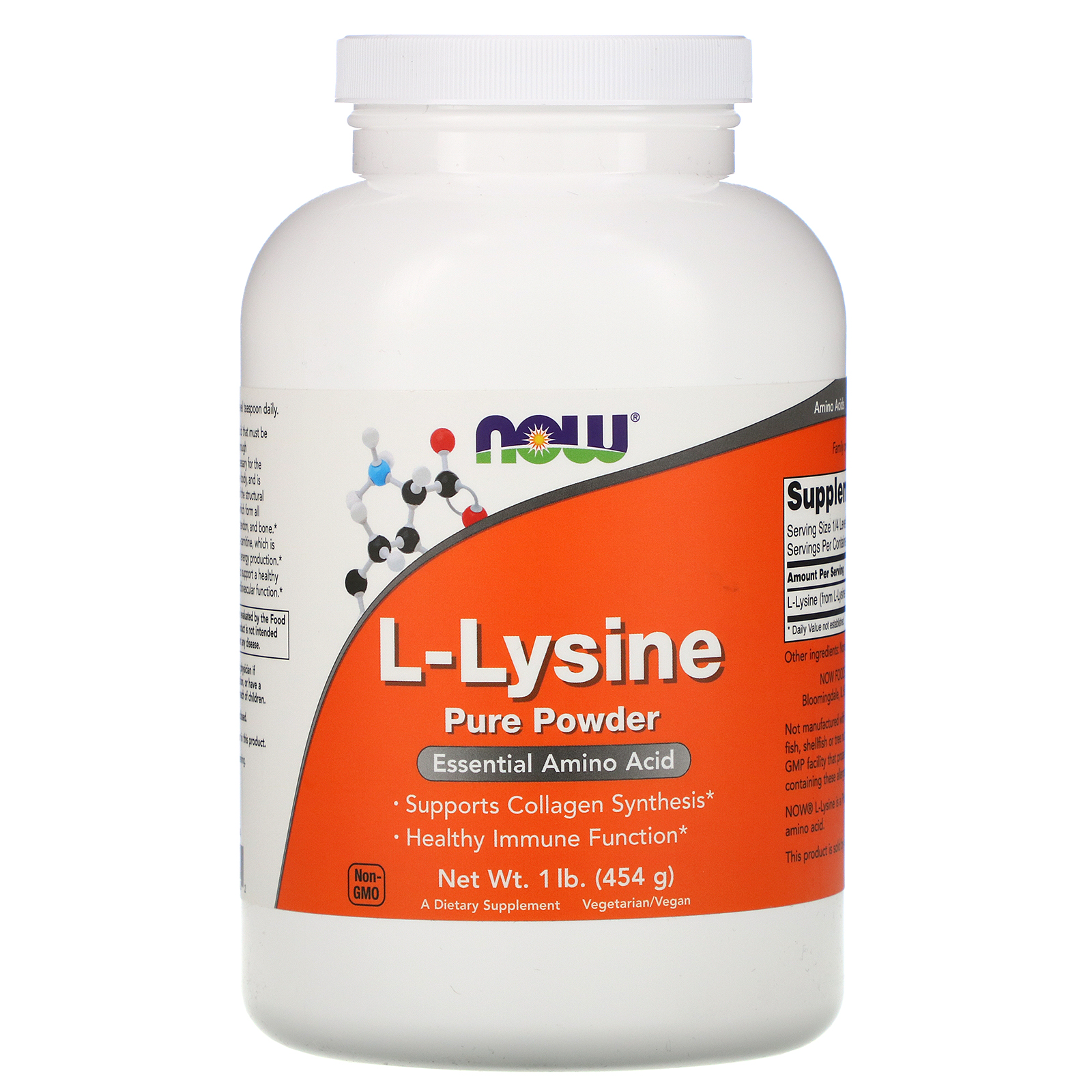 Comprar Now Foods, L-Lisina em Pó Puro, 1 lb (454 g)