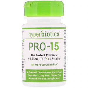 Comprar Hyperbiotics, PRO-15, O Probiótico Perfeito, 5 Bilhões de UFC, 60 Comprimidos Patenteados de Liberação Gradual