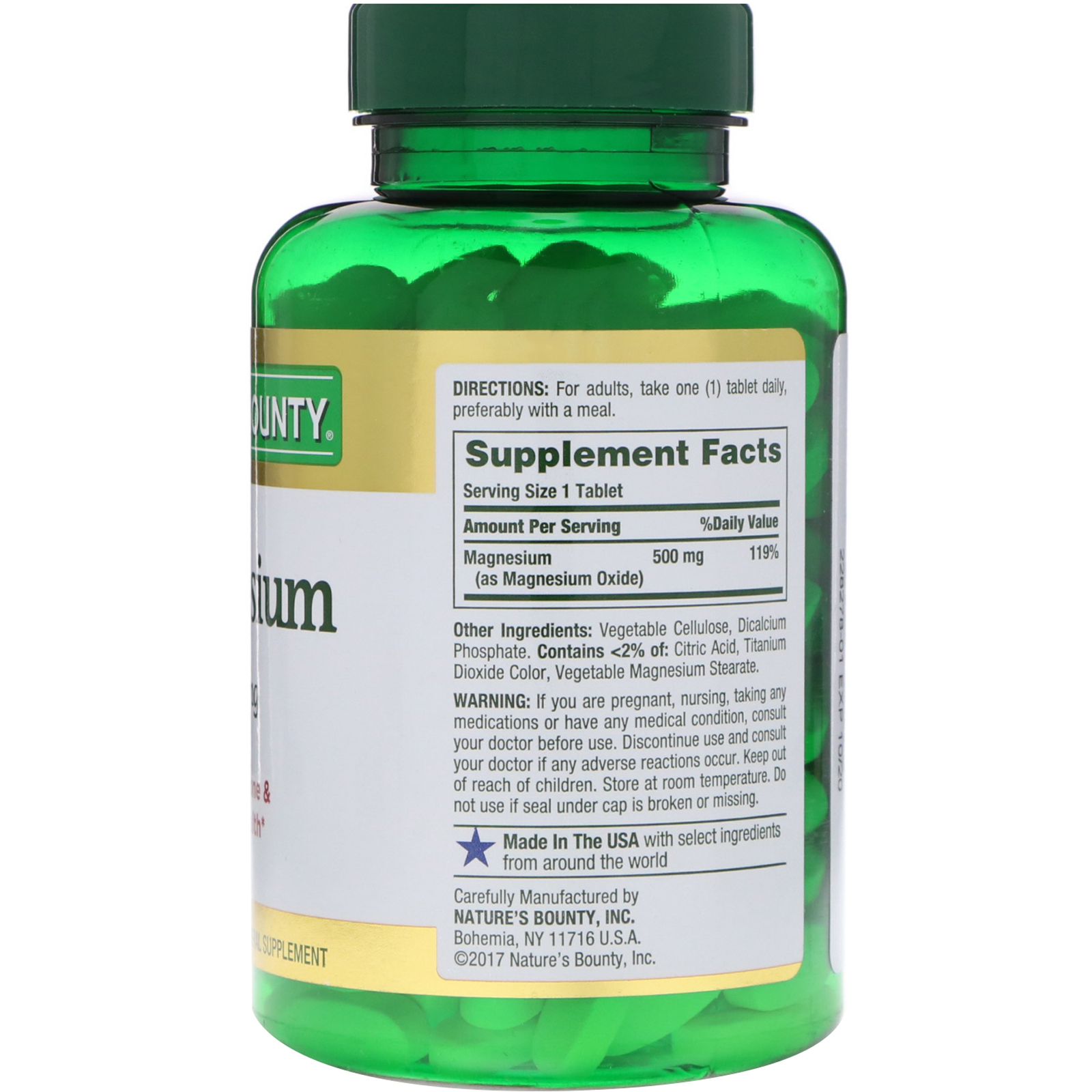 Comprar Nature's Bounty, Magnésio, 500 mg, 200 Comprimidos Revestidos - Imagem 2