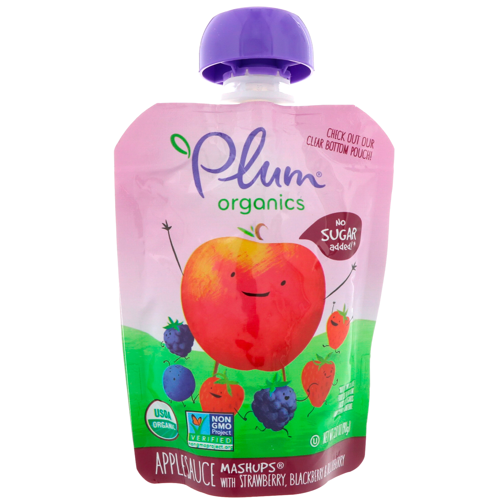 Comprar Plum Organics, Organic Applesauce Mashups with Strawberry, Blackberry & Blueberry , 4 Pouches, 3.17 oz (90 g) Each - Imagem 3