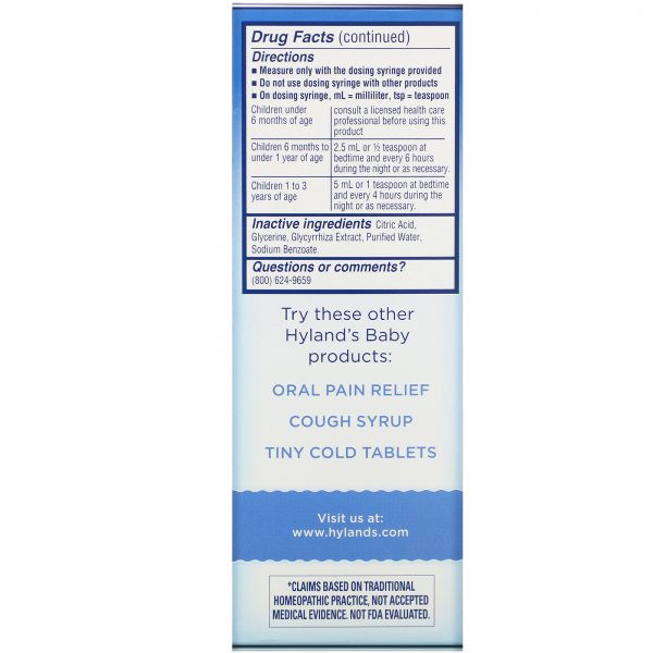Comprar Hyland's, Baby, Nighttime Mucus + Cold Relief, Ages 6 Months+, 4 fl oz (118 ml) - Imagem 4