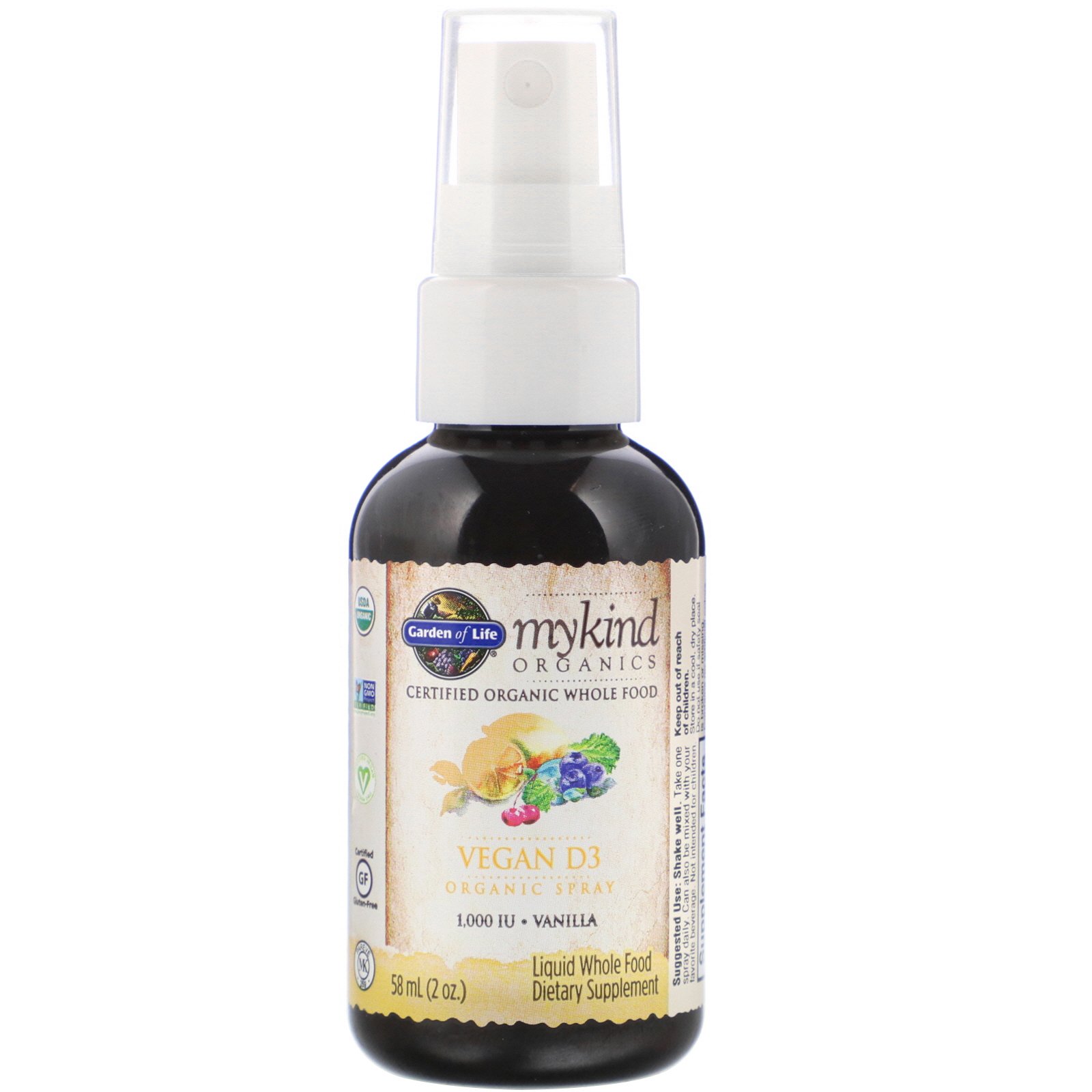 Comprar Garden of Life, MyKind Organics, Spray Orgânico de Vitamina D3 Vegana, Baunilha, 1.000 UI, 58 ml (2 oz) - Imagem 3
