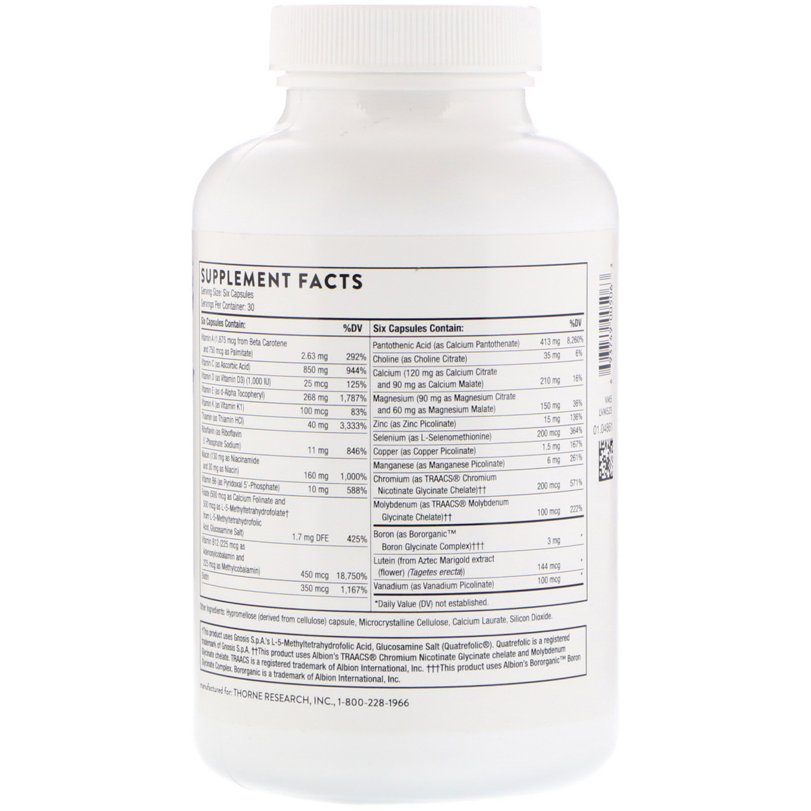Comprar Thorne Research, Basic Nutrients V, Multi without Iron & Iodine, 180 Capsules - Imagem 2