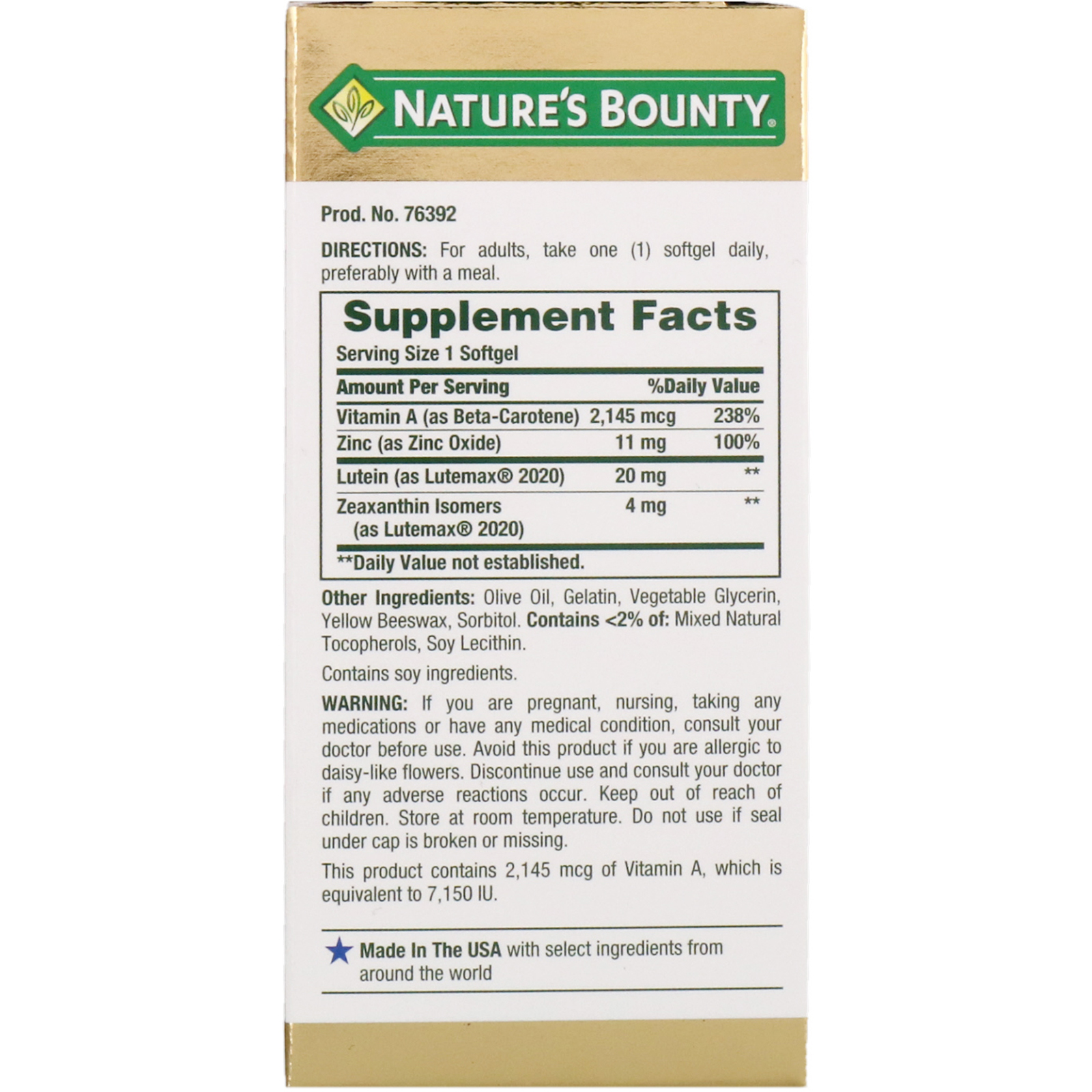 Comprar Nature's Bounty, Luteína Blue, 30 Cápsulas Softgel - Imagem 2