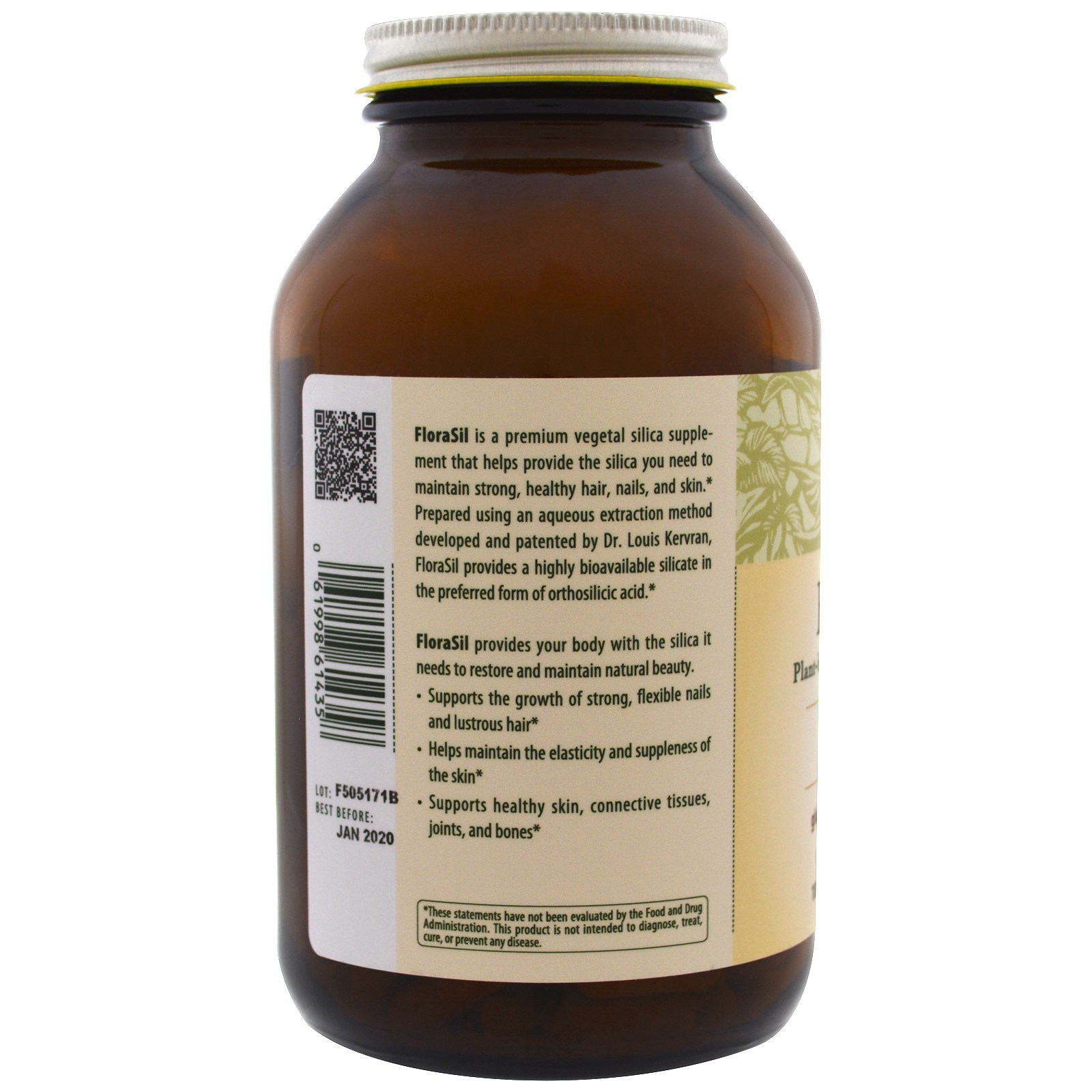 Comprar Flora, FloraSil, Plant Based Silica for Natural Beauty, 180 Vegetarian Capsules - Imagem 3