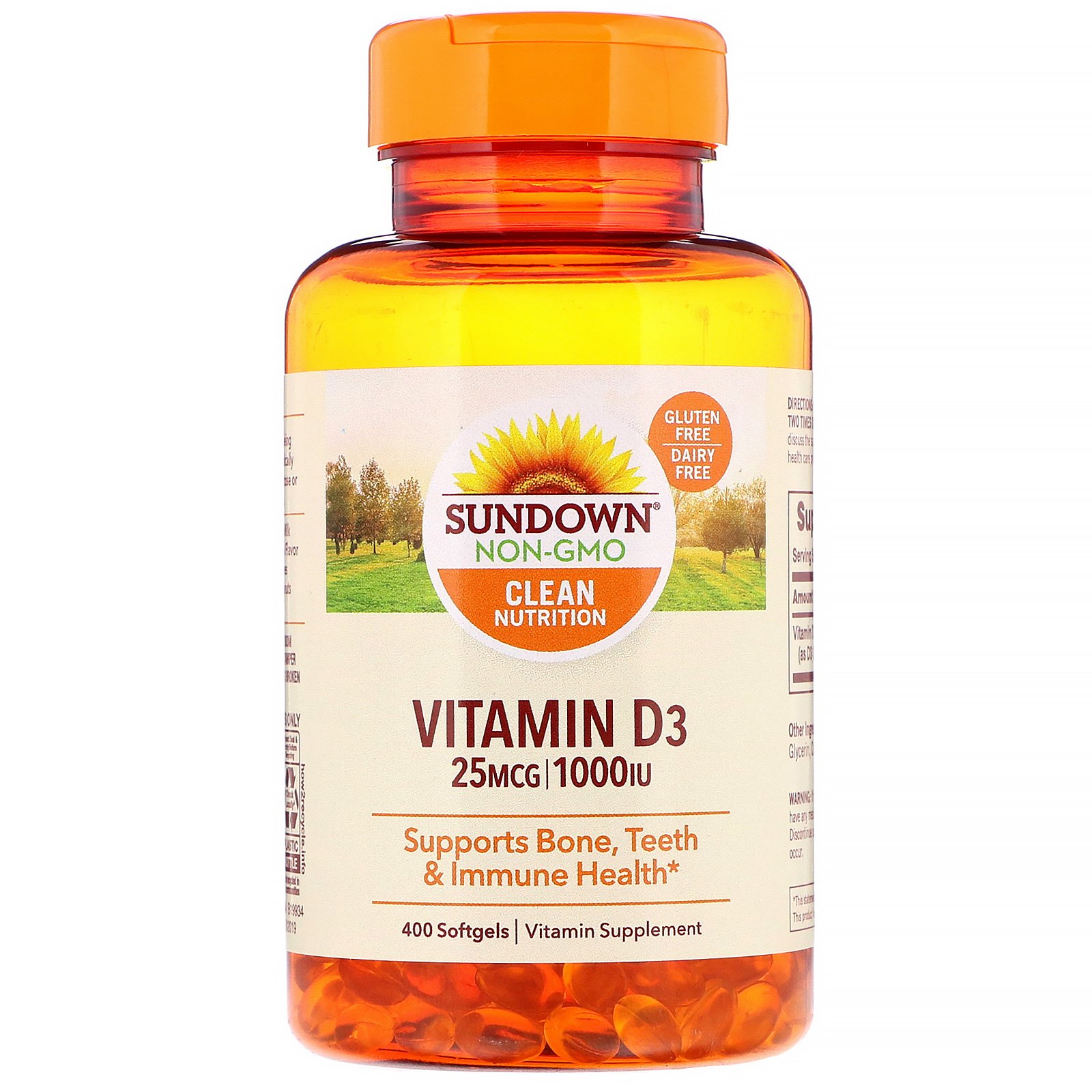 Comprar Sundown Naturals, Vitamina D3, 25 mcg (1.000 UI), 400 Cápsulas de Softgels