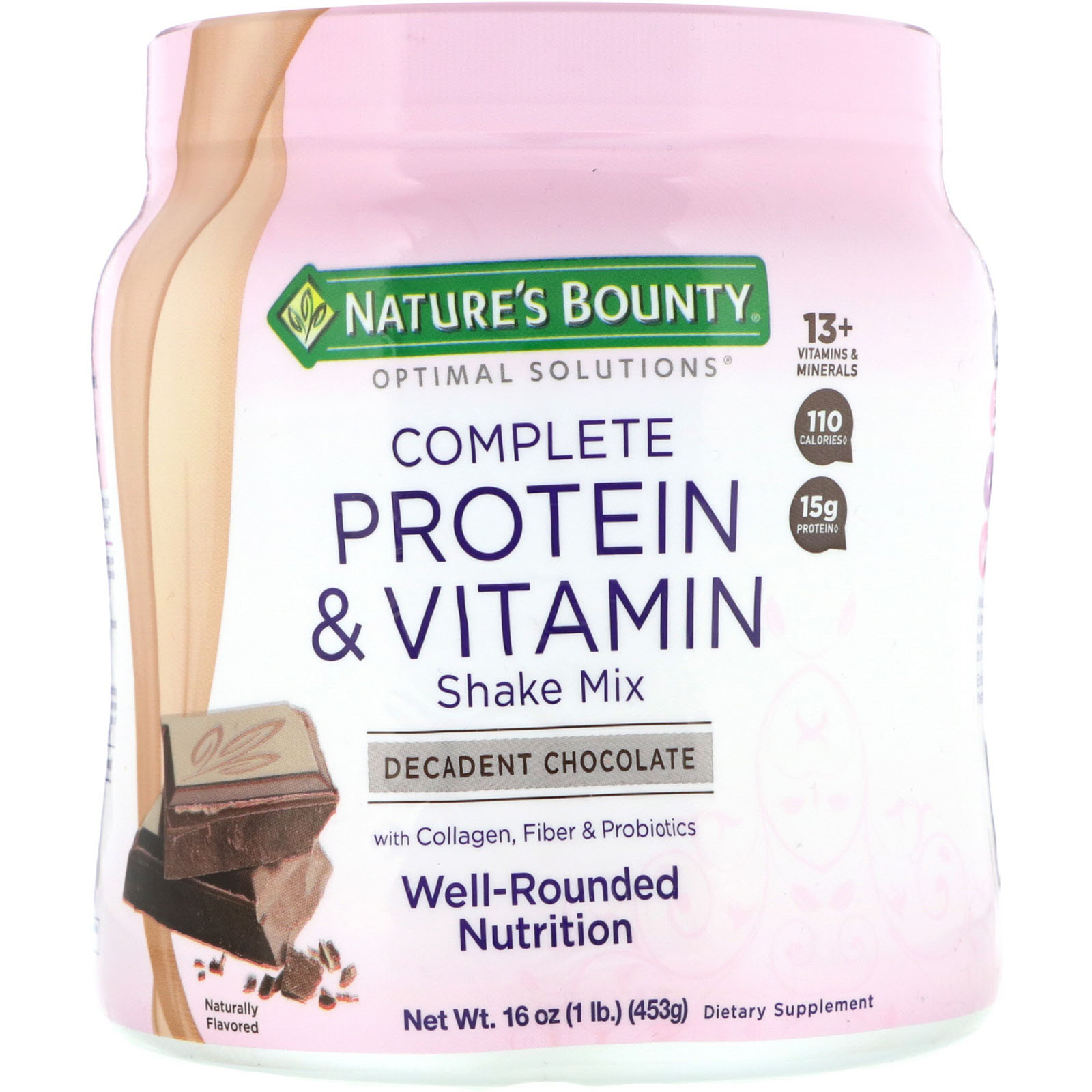 Comprar Nature's Bounty, Optimal Solutions, Mix Completo para Shake, Proteína e Vitaminas, Chocolate, 16 oz (453g)