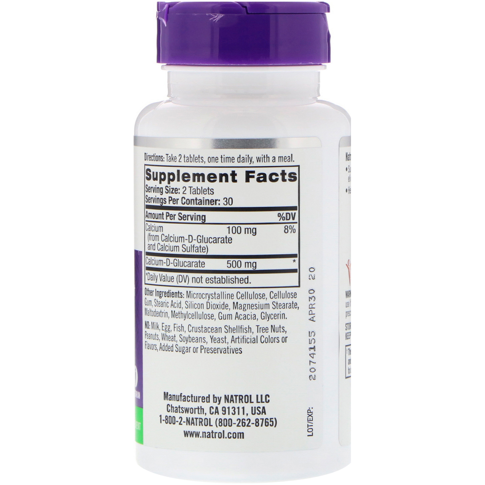 Comprar Natrol, D-Glucarato de Cálcio, 500 mg, 60 Comprimidos - Imagem 2