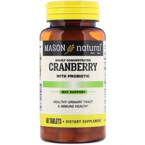 Comprar Mason Natural, Cranberry Altamente Concentrado Com Probióticos, 60 Comprimidos
