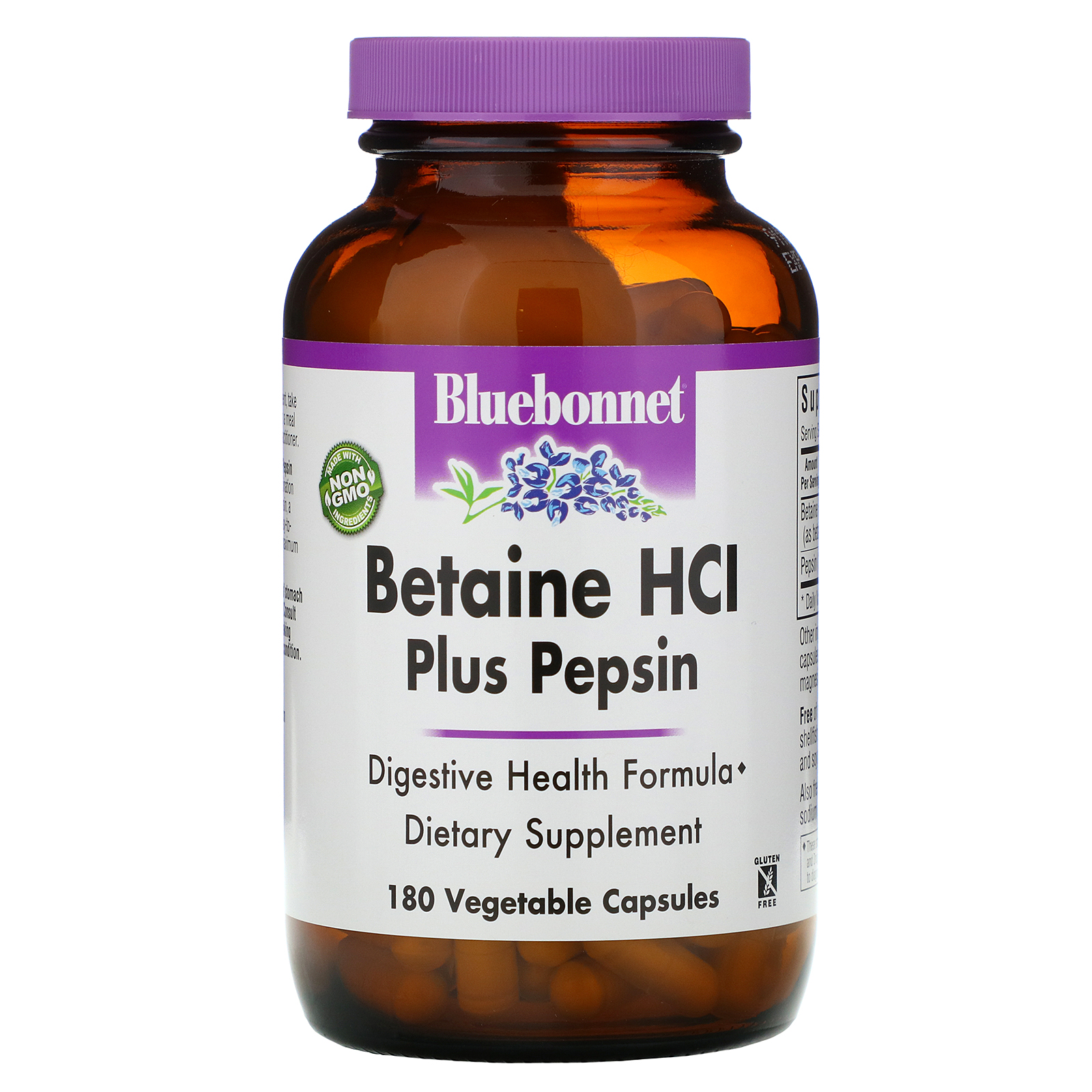 Comprar Bluebonnet Nutrition, Betaína HCl, Plus Pepsina, 180 Cápsulas Vegetais