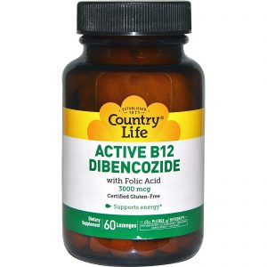 Comprar Country Life, Dibecozida B12 Ativa, 3000 mcg, 50 Pastilhas