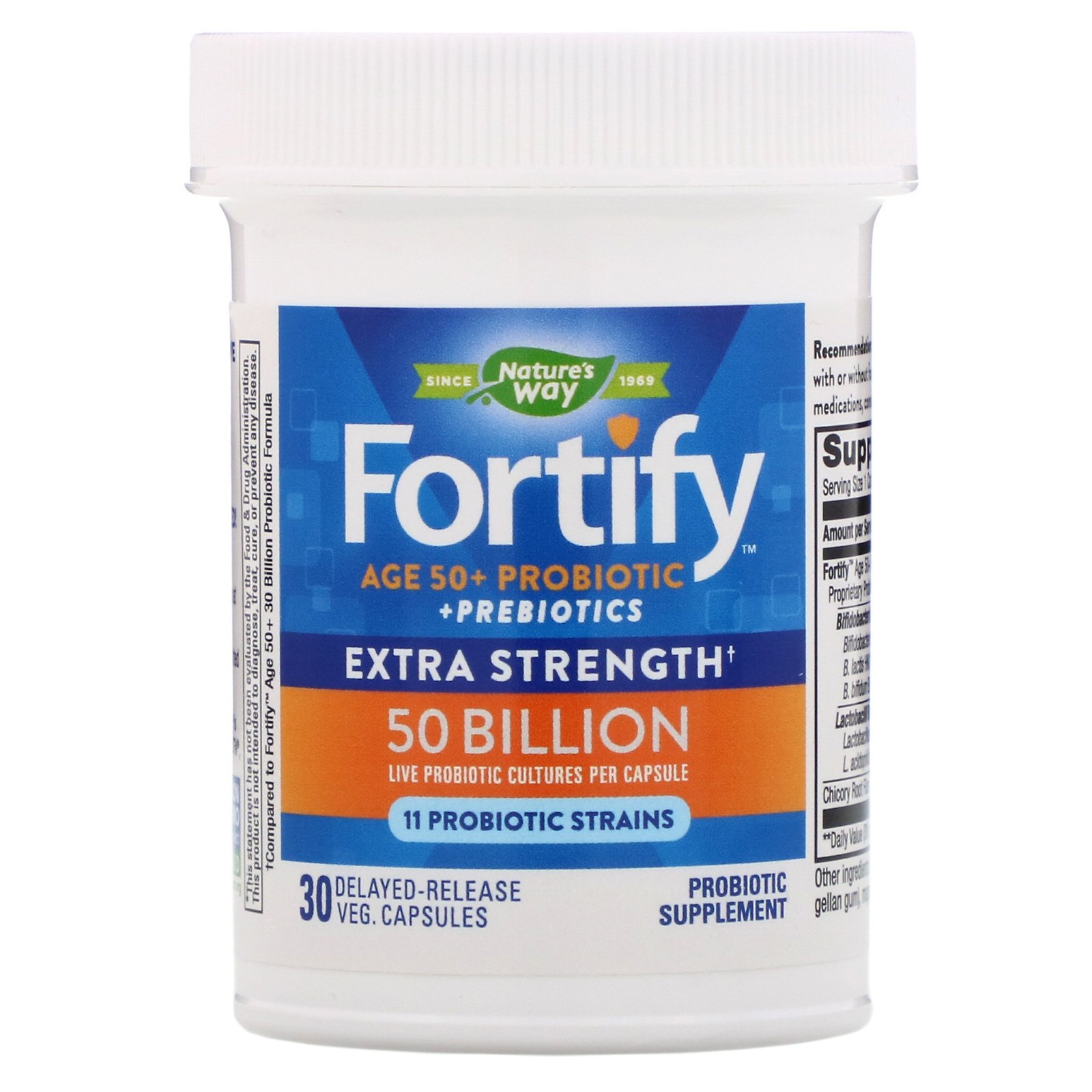 Comprar Nature's Way, Fortify, Age 50+ Probiotic + Prebiotics, Extra Strength, 30 Delayed-Release Veg. Capsules - Imagem 3