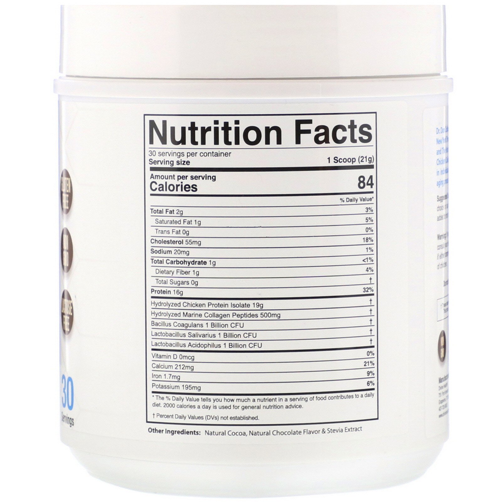 Comprar Divine Health, Dr. Colbert's Keto Zone, Hydrolyzed Collagen, Dark Chocolate, 22.22 oz (630 g) - Imagem 2