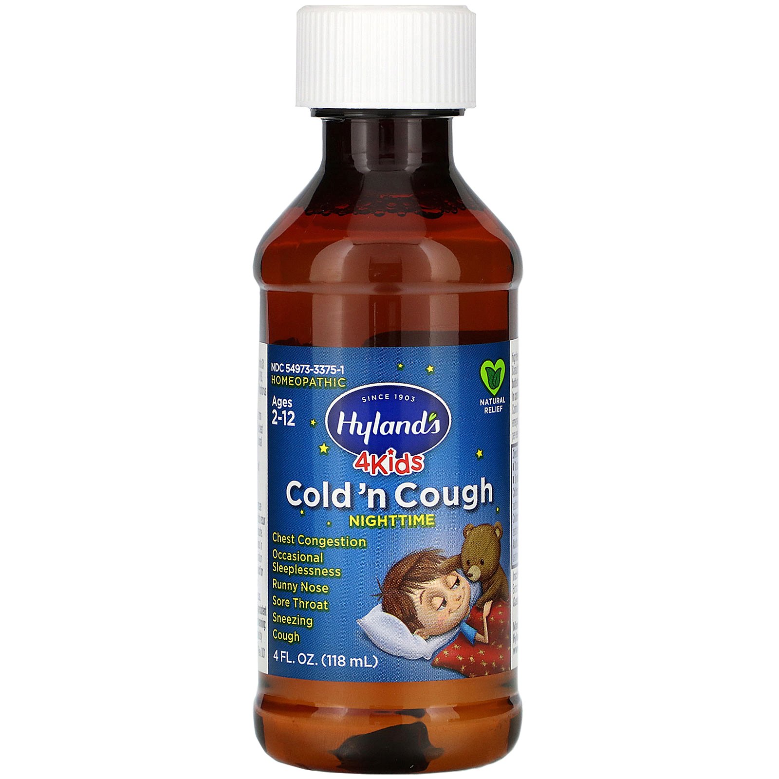 Comprar Hyland's, 4 Kids, Cold 'n Cough Nighttime, Ages 2-12, 4 fl oz (118 ml)