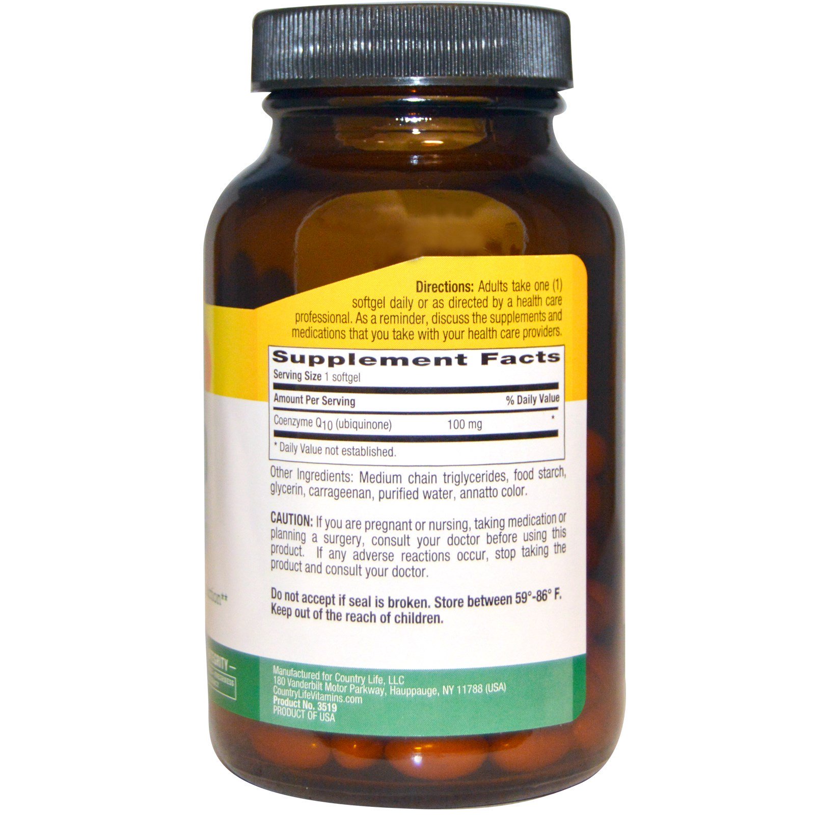Comprar Country Life, CoQ10, 100 mg, 120 Cápsulas Gelatinosas Veganas - Imagem 2