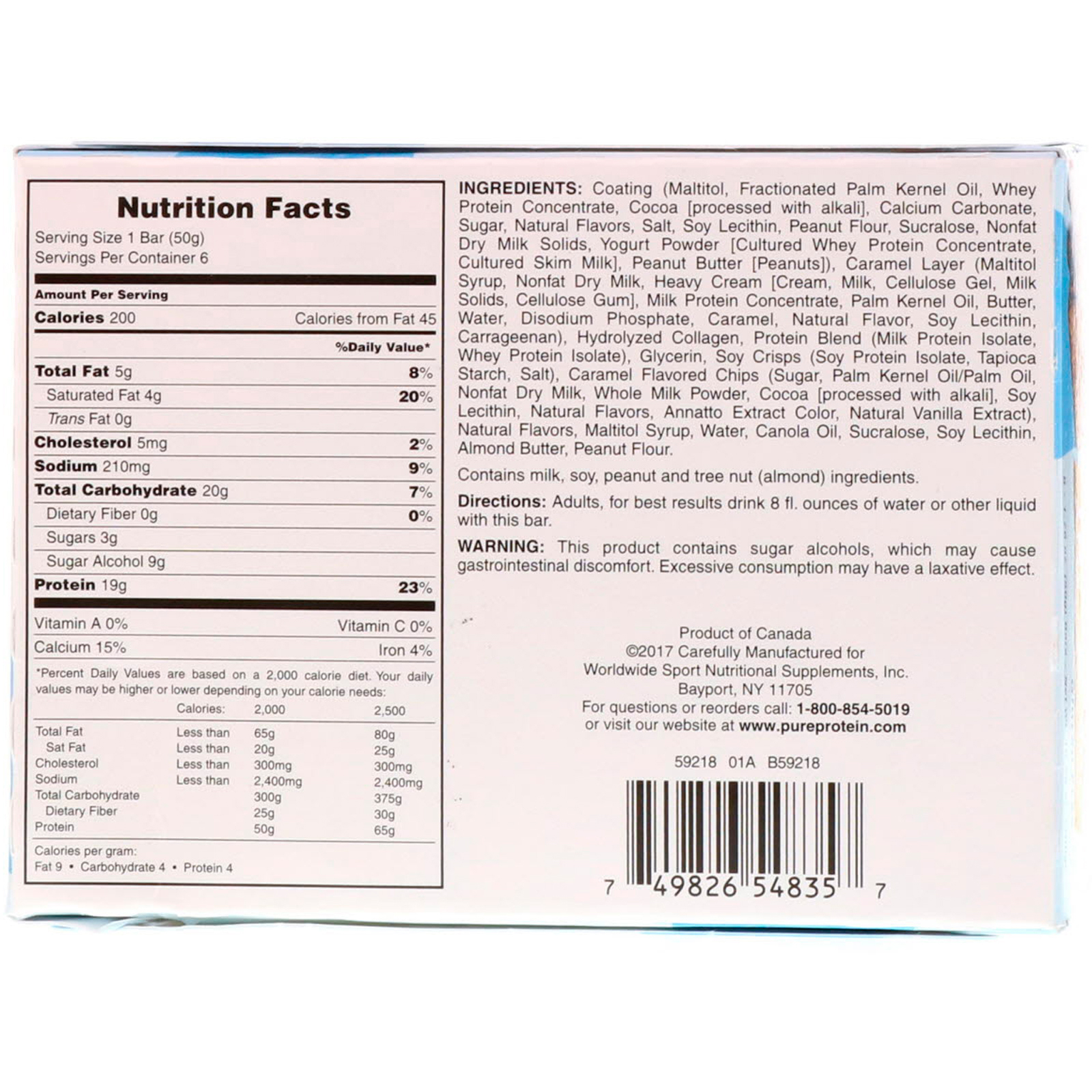 Comprar Pure Protein, Barra de Caramelo Salgado com Chocolate, 6 Barras, 50 g (1,76 oz) Cada - Imagem 3