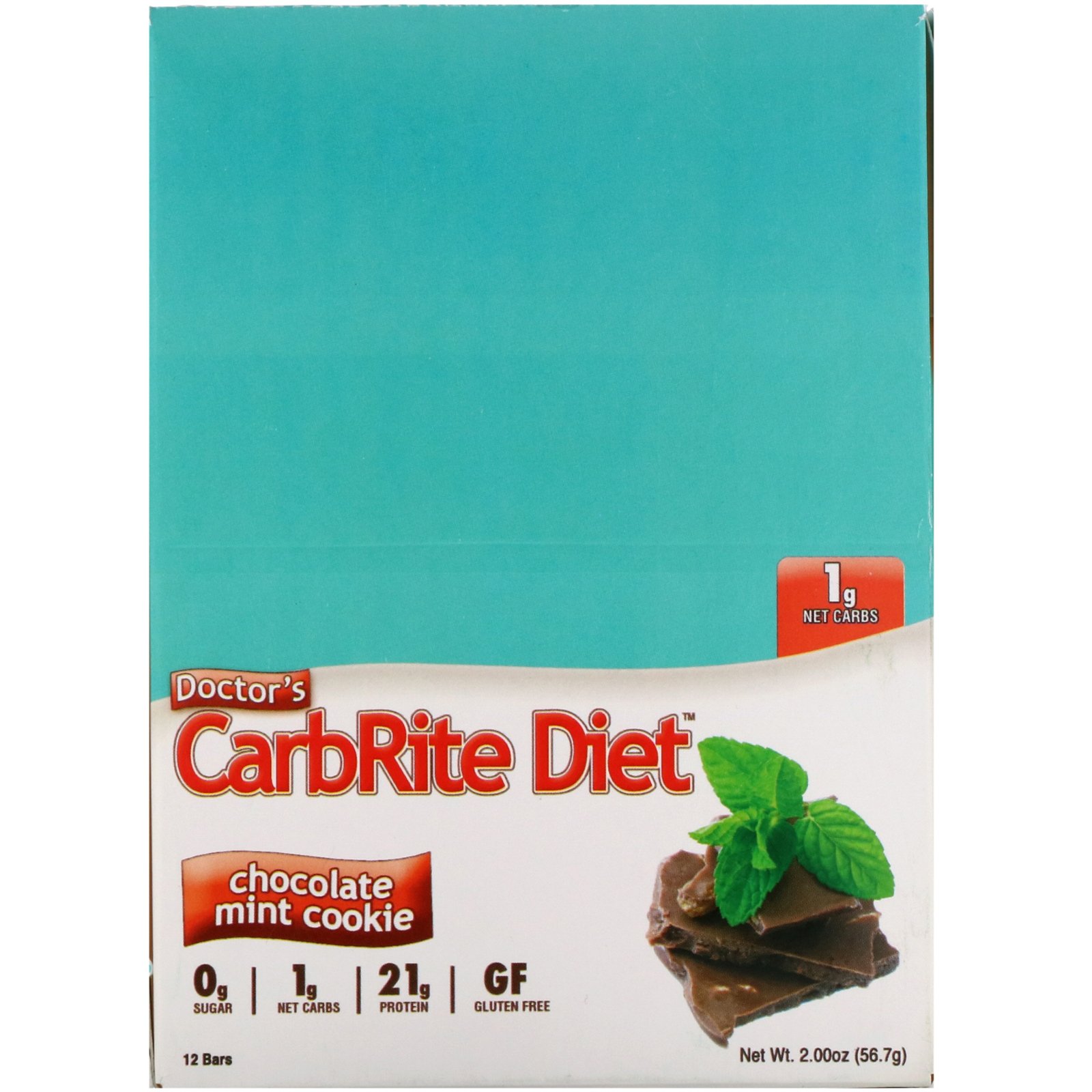 Comprar Universal Nutrition, Doctor's CarbRite Diet Bars, Chocolate Mint Cookie, 12 Bars, 2.00 oz (56.7 g) Each - Imagem 2