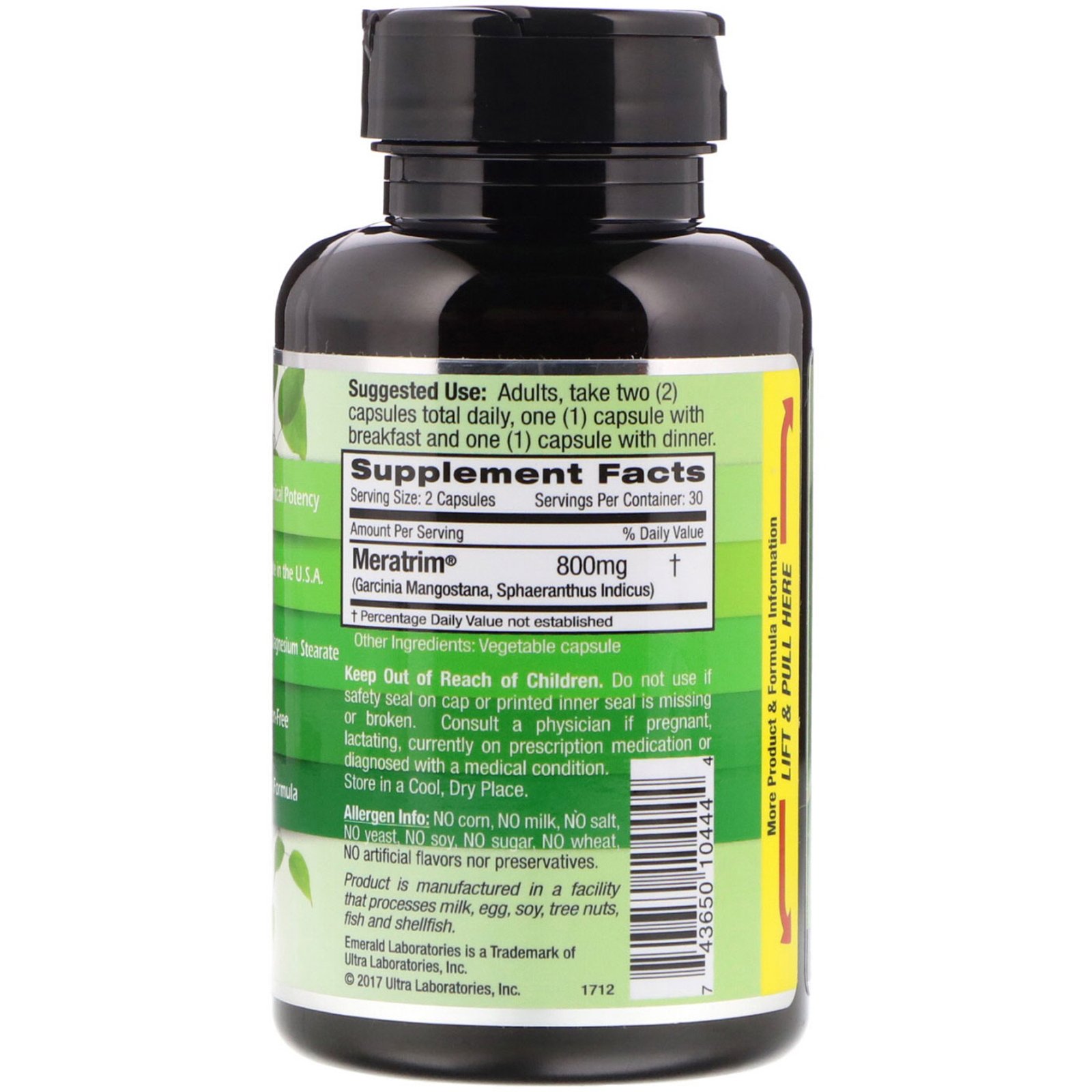 Comprar Emerald Laboratories, Meratrim, Stimulant Free, 800 mg, 60 Vegetable Caps - Imagem 2
