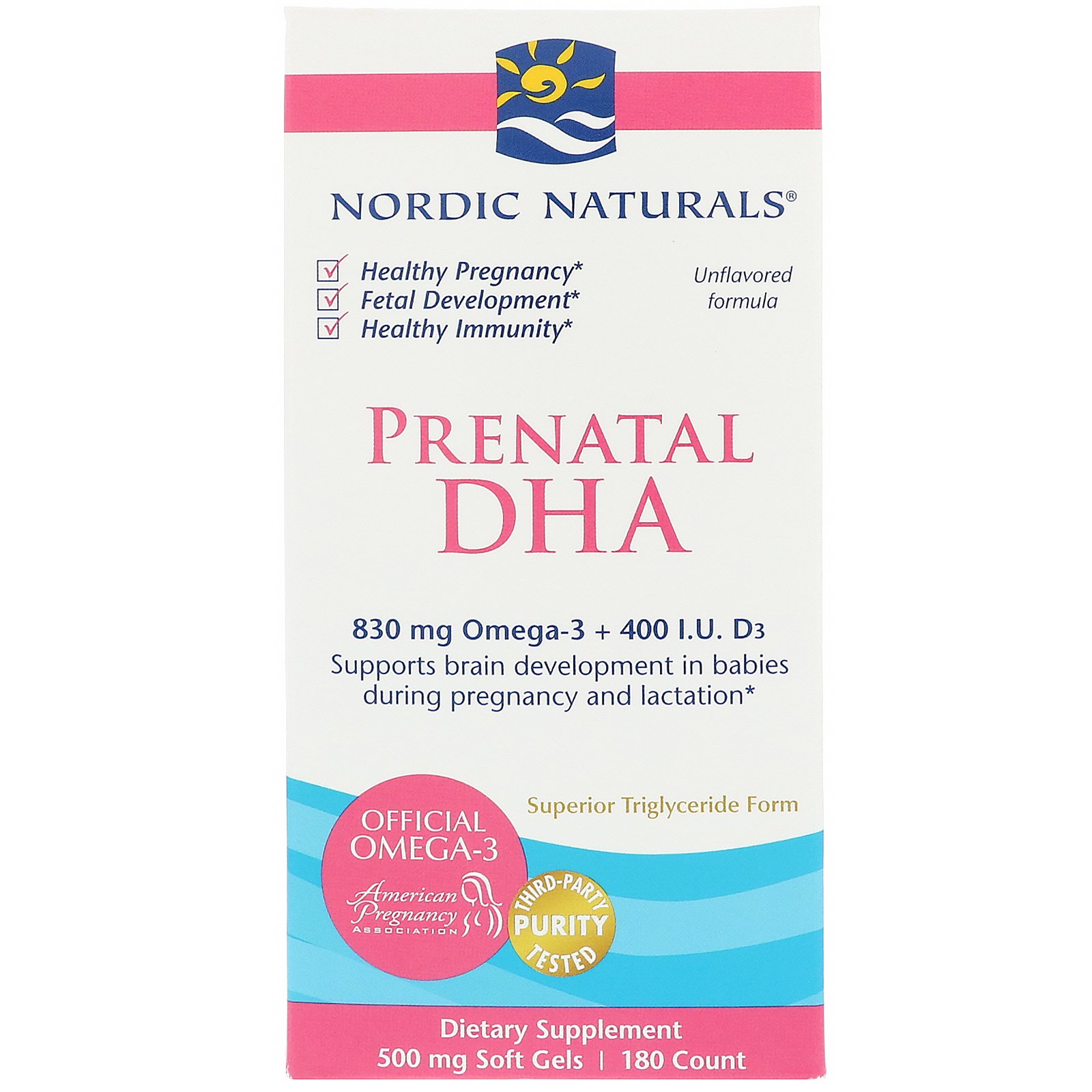 Comprar Nordic Naturals, DHA pré-natal, fórmula sem sabor, 500 mg, 180 Softgels