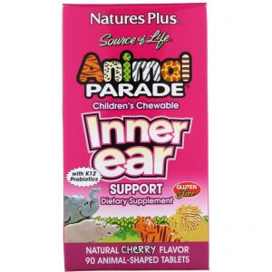 Comprar Nature's Plus, Source of Life, Animal Parade, Suporte para Orelha Mastigável para Crianças, Sabor Natural de Cereja, 90 comprimidos em forma de animal