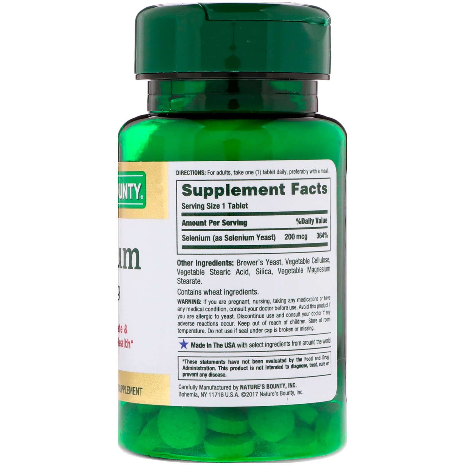 Comprar Nature's Bounty, Selênio, 200 mcg, 100 Cápsulas - Imagem 2