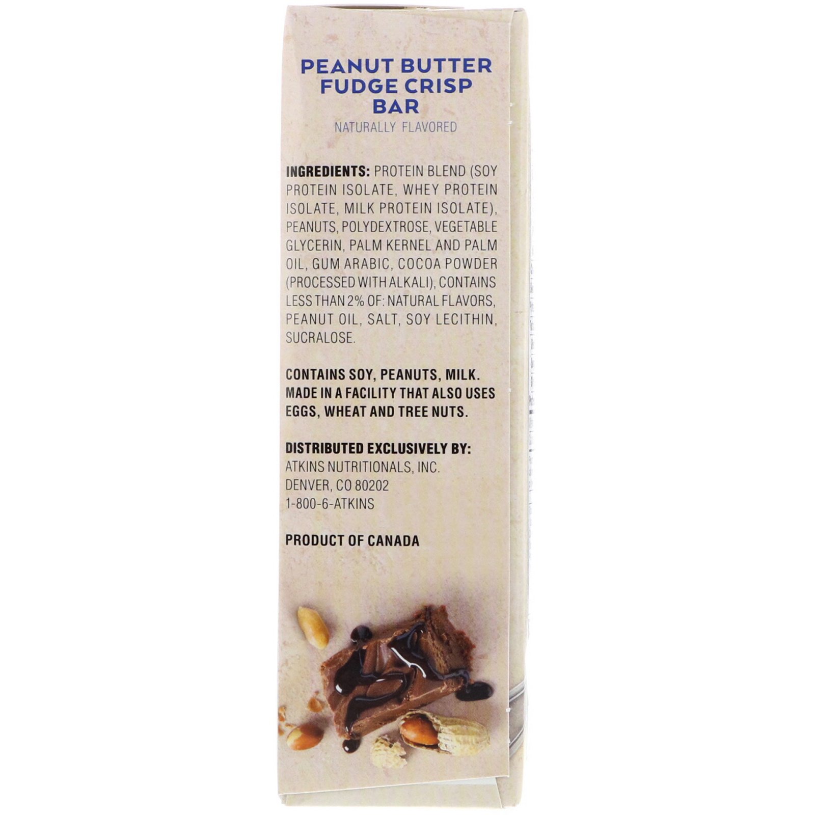 Comprar Atkins, Snack, Peanut Butter Fudge Crisp Bar, 5 Barrinhas, 35 g (1,2 oz) Cada - Imagem 3