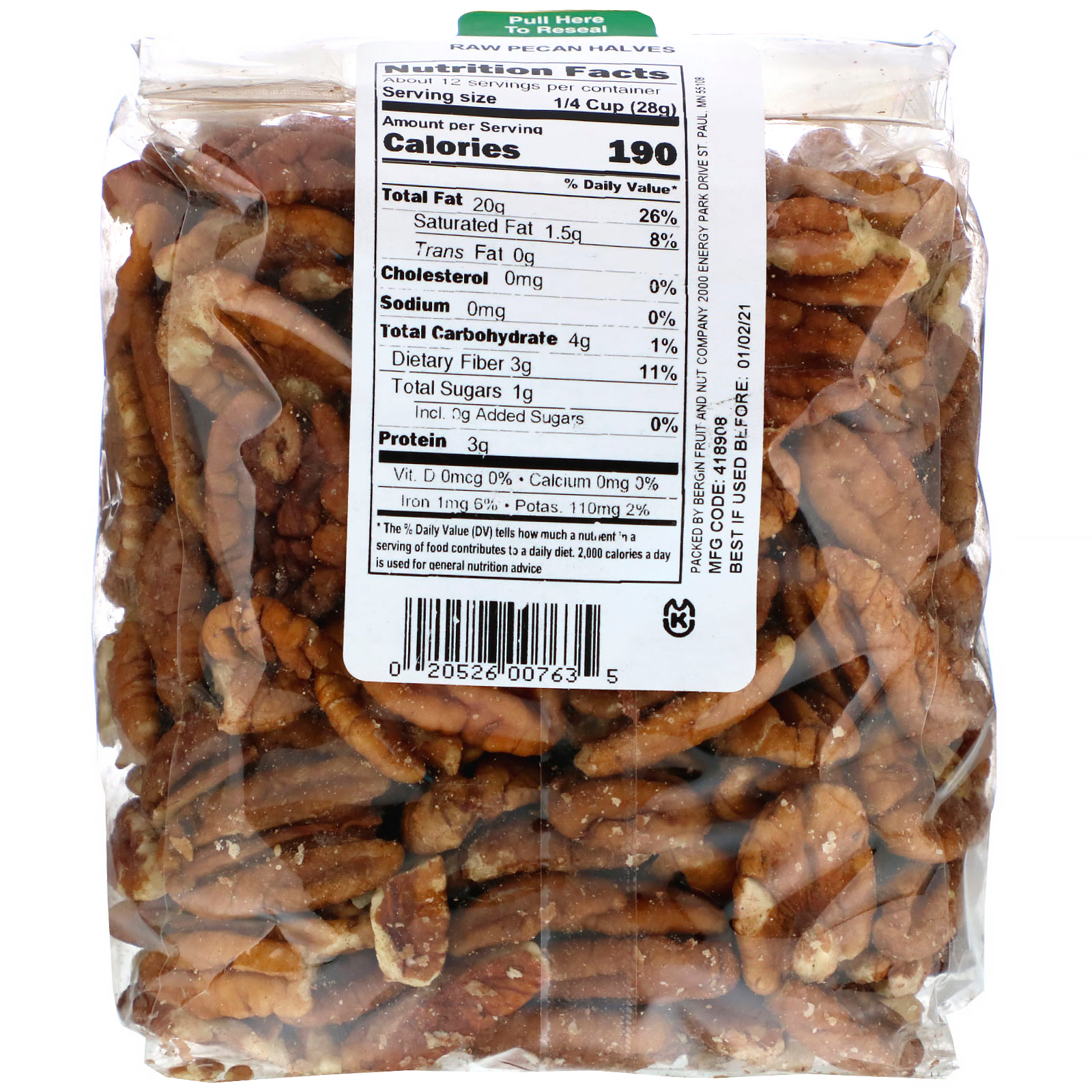 Comprar Bergin Fruit and Nut Company, Raw Pecan Halves, 12 oz (340 g) - Imagem 2