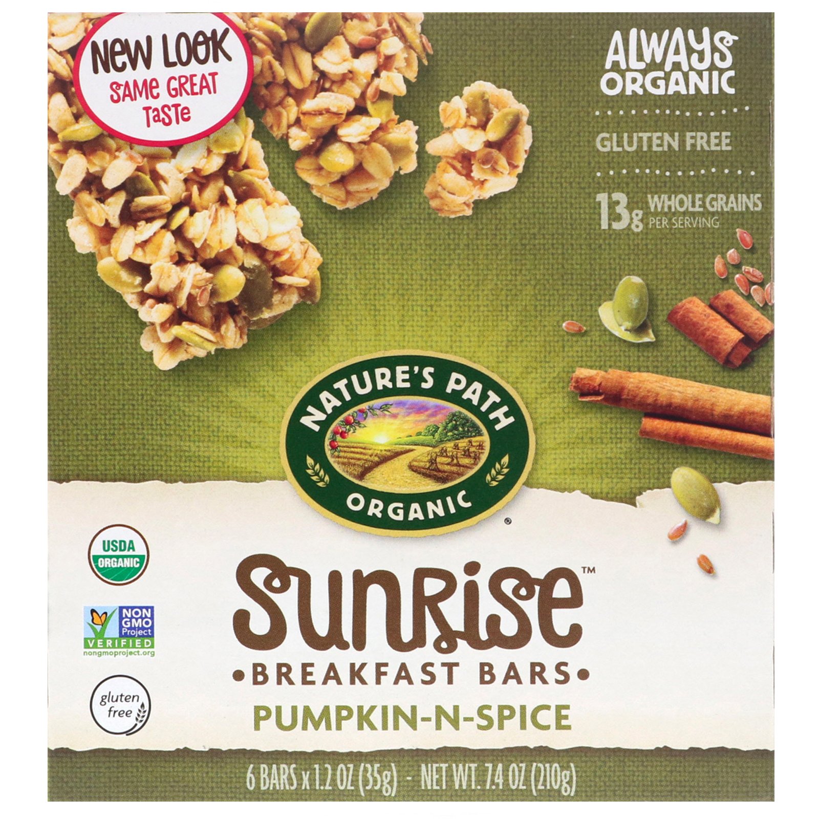 Comprar Nature's Path, Organic, Sunrise Breakfast Bars, Pumpkin-N-Spice, 6 Bars, 1.2 oz (35 g) Each