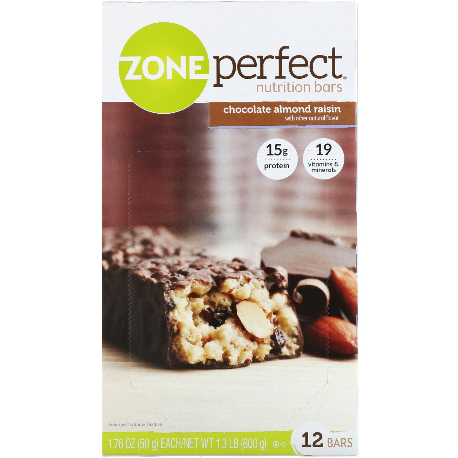 Comprar ZonePerfect, Nutrition Bars, Chocolate Almond Raisin, 12 Bars, 1.76 oz (50 g) Each - Imagem 2