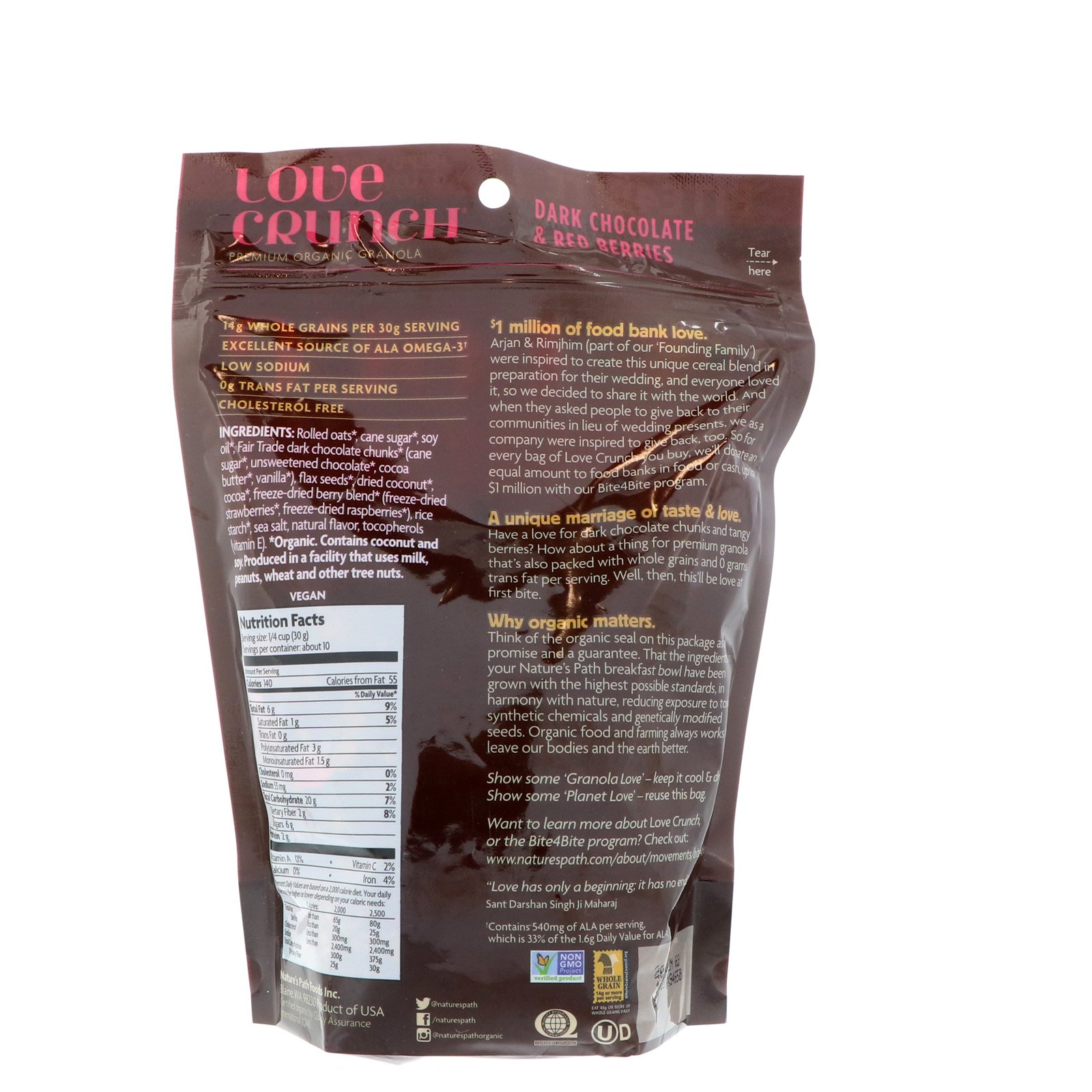 Comprar Nature's Path, Love Crunch, Granola Orgânica Premium, Chocolate Amargo e Frutas Vermelhas, 325 g (11,5 oz) - Imagem 2