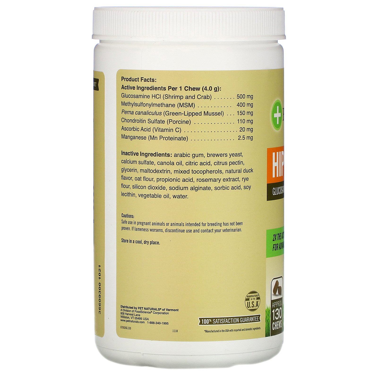 Comprar Pet Naturals of Vermont, Hip + Joint Pro, para cães, 130 pastilhas mastigáveis - Imagem 2